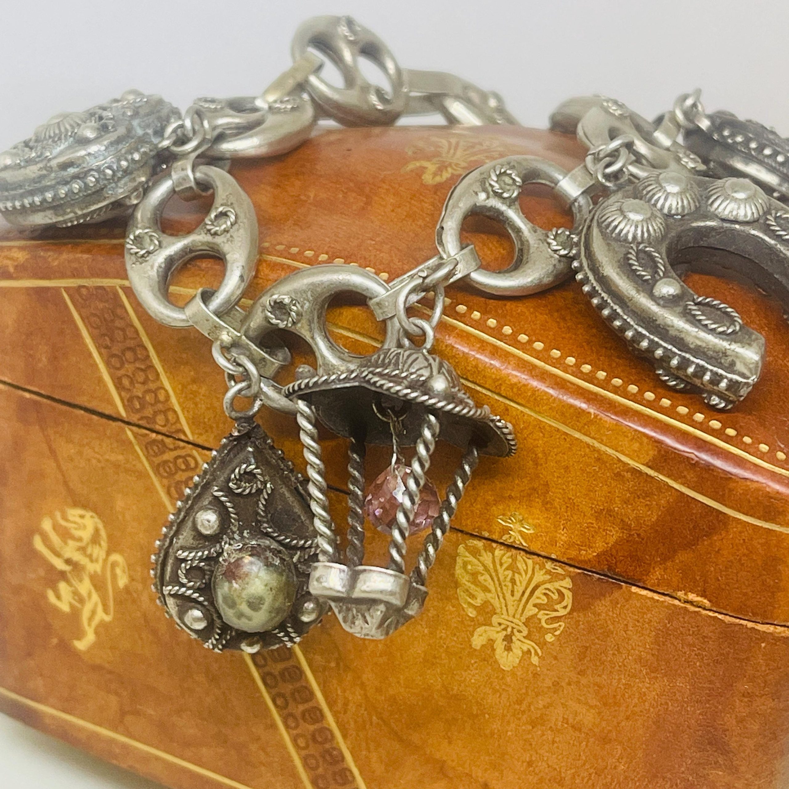 Vintage Etruscan Revival Sterling Silver Opal Bracelet - Image 10