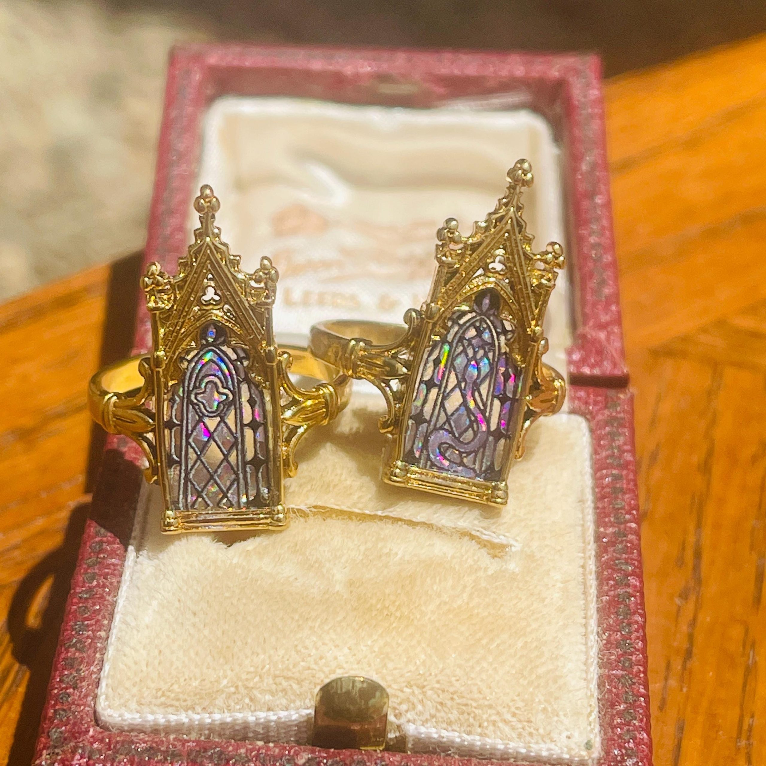 Gothic Cathedral Opal Ring: 18k Gold Arched Window Ring - Image 9