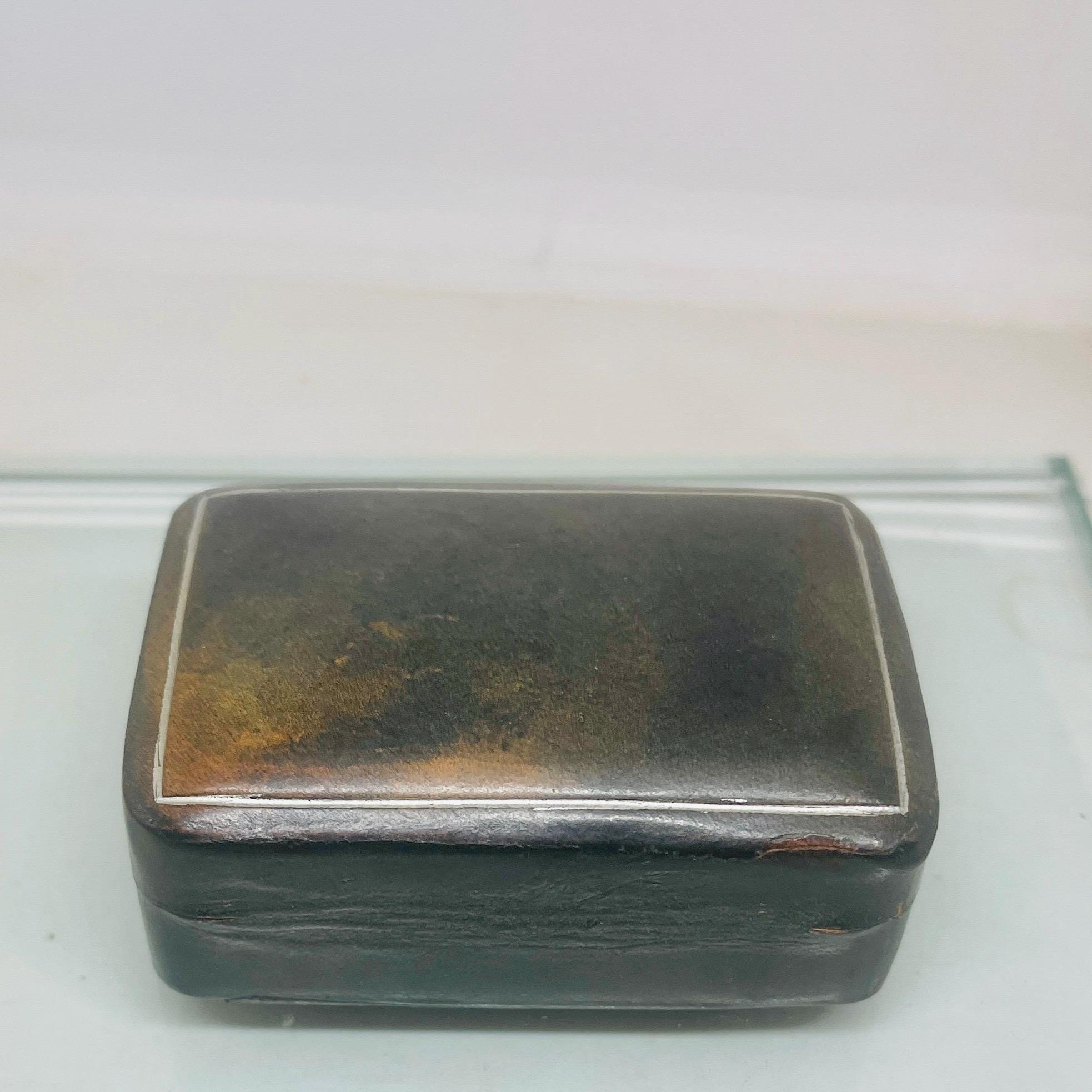 Antique Italian Leather Jewelry Box: Handmade Vintage Keepsake - Image 6
