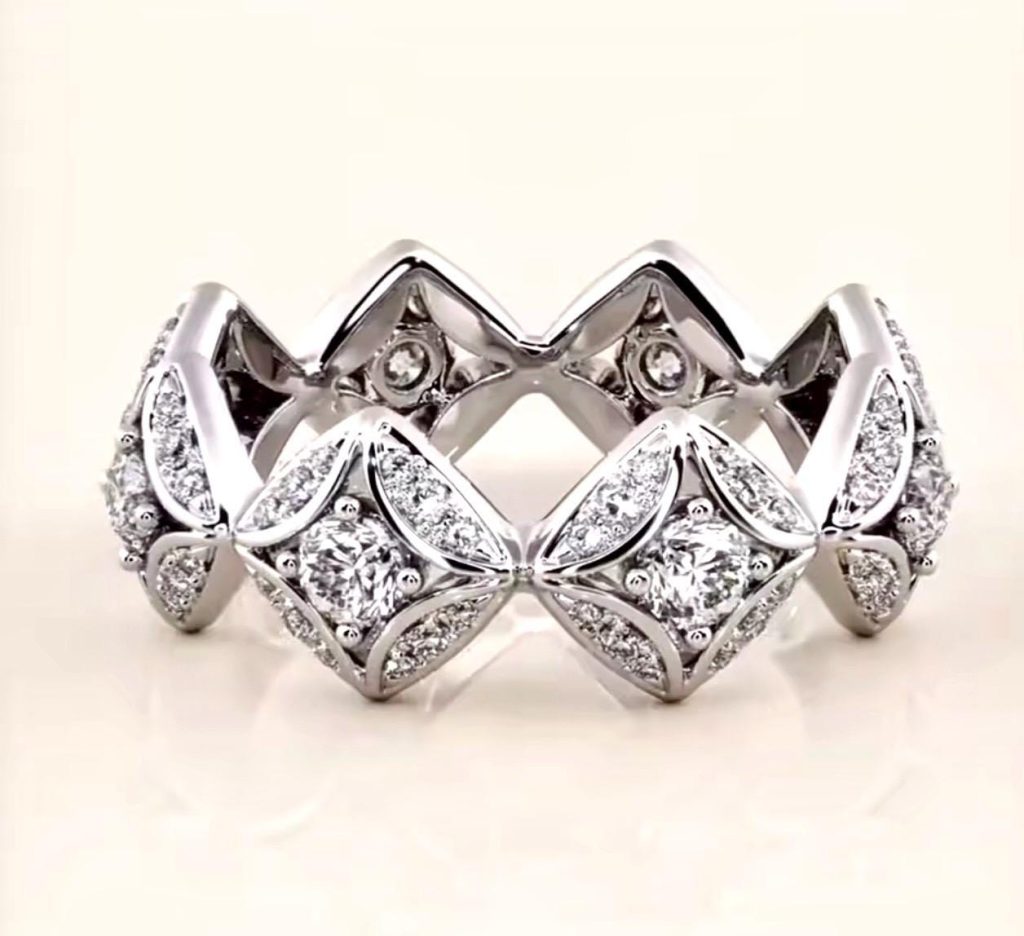 Vintage Art Nouveau Silver Filled Ring: Cubic Zirconia, Size 9