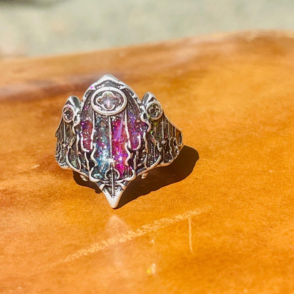 Gothic Stained Glass Window Ring: Silver Arch, Fairytale Jewelry