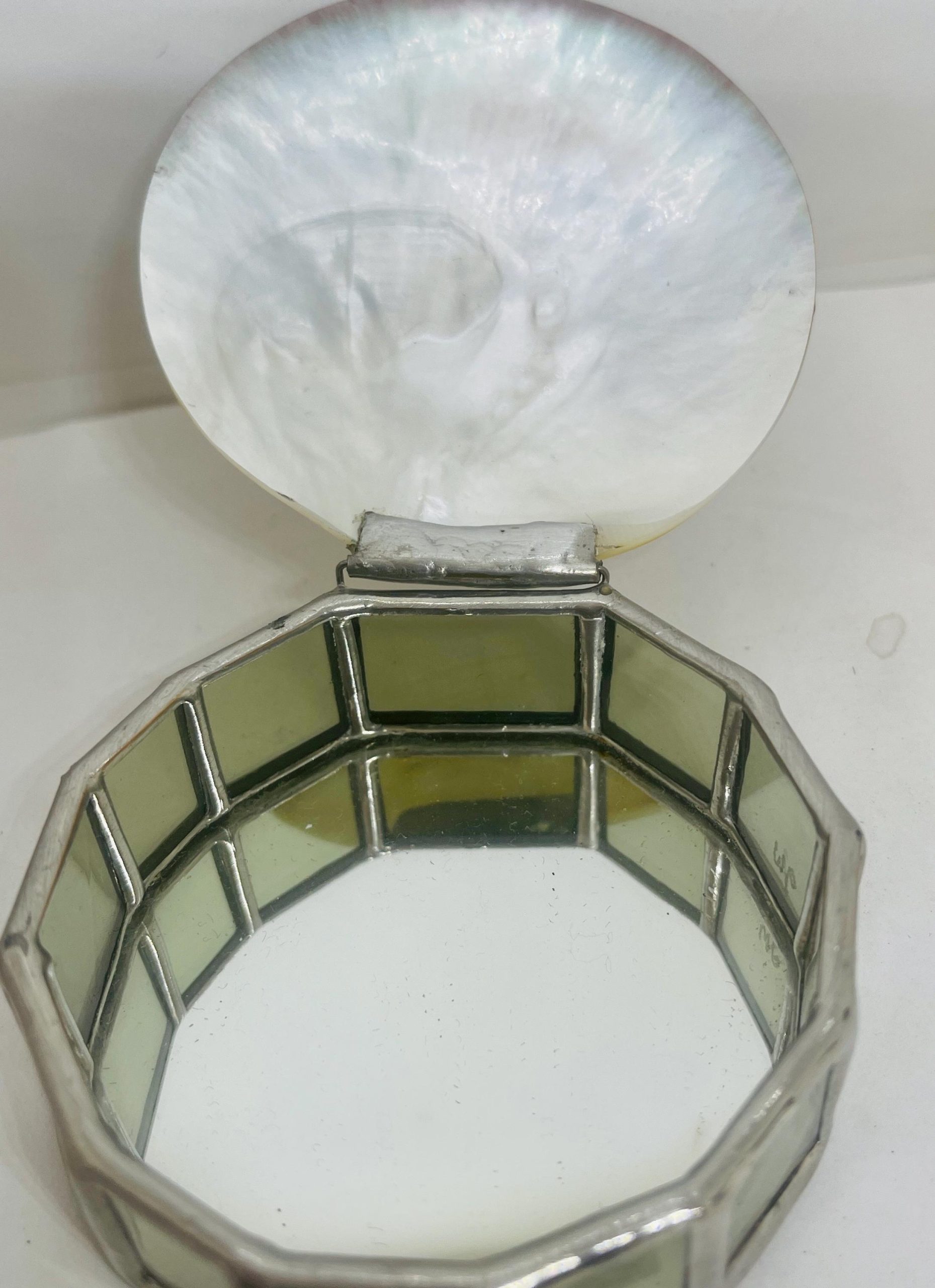 Seashell Stained Glass Jewelry Box: Handmade Trinket Keepsake with Suede Base - Image 4