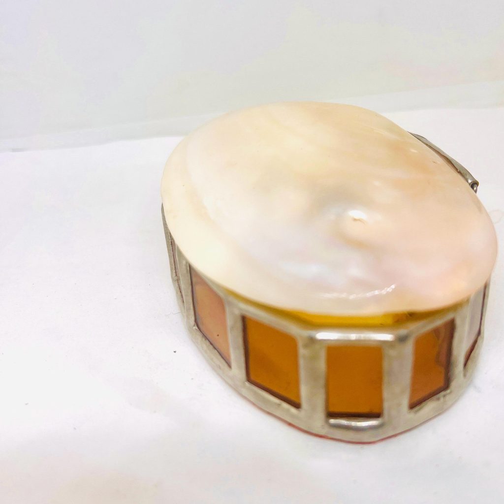 Seashell Stained Glass Jewelry Box: Handmade Trinket Keepsake