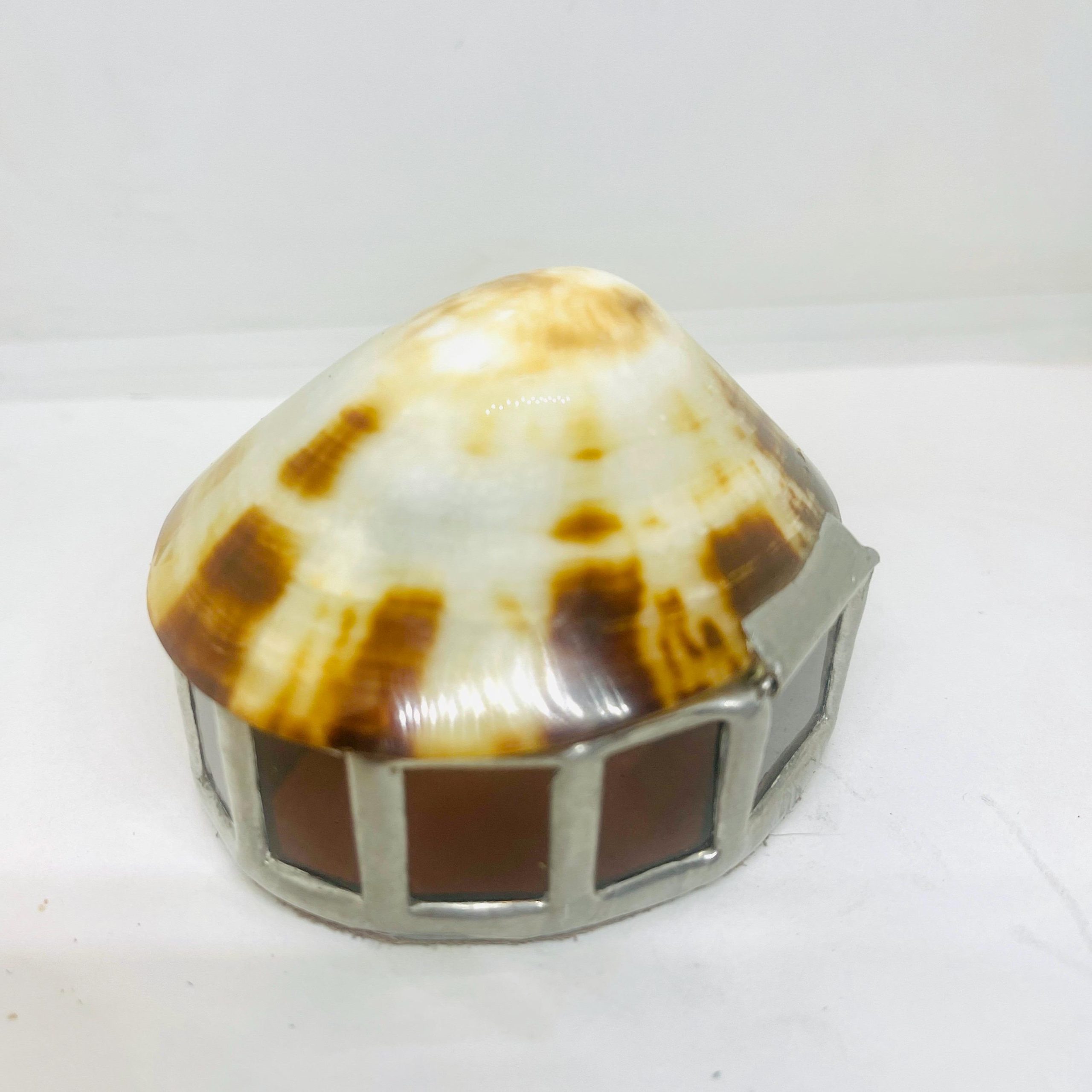 Seashell Stained Glass Jewelry Box: Handmade Trinket Keepsake with Suede Base - Image 9