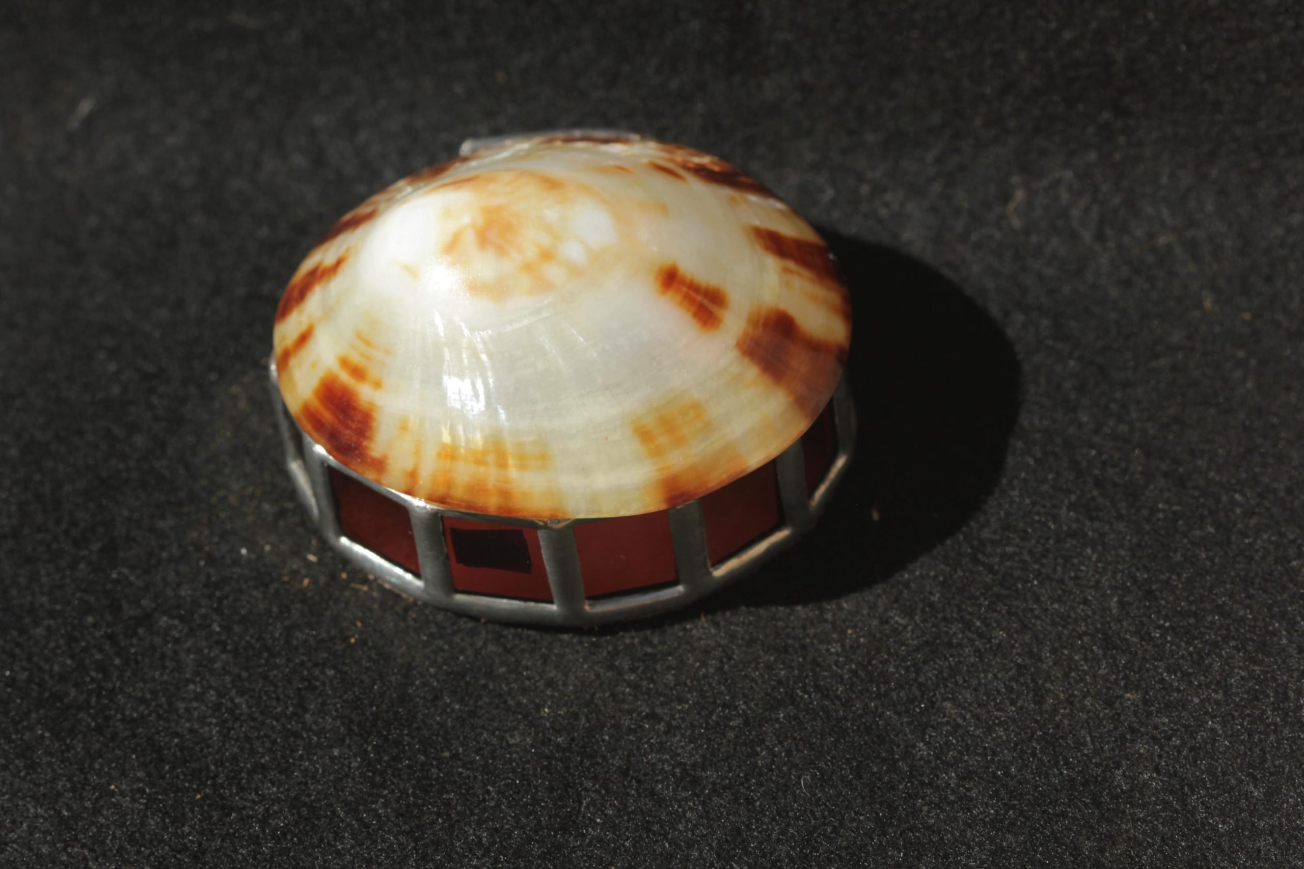 Seashell Stained Glass Jewelry Box: Handmade Trinket Keepsake with Suede Base - Image 2