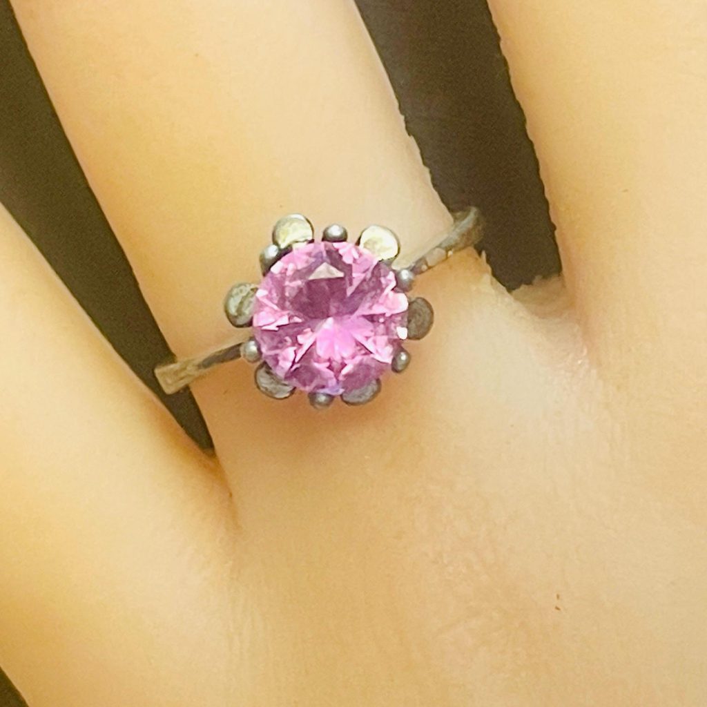 Natural Pink Tourmaline Sterling Silver Ring - Size 7