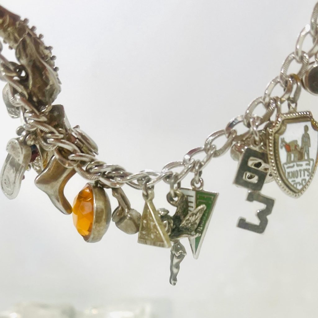 Vintage Sterling Silver Charm Bracelet: Movable Charms, Whistle & Safe