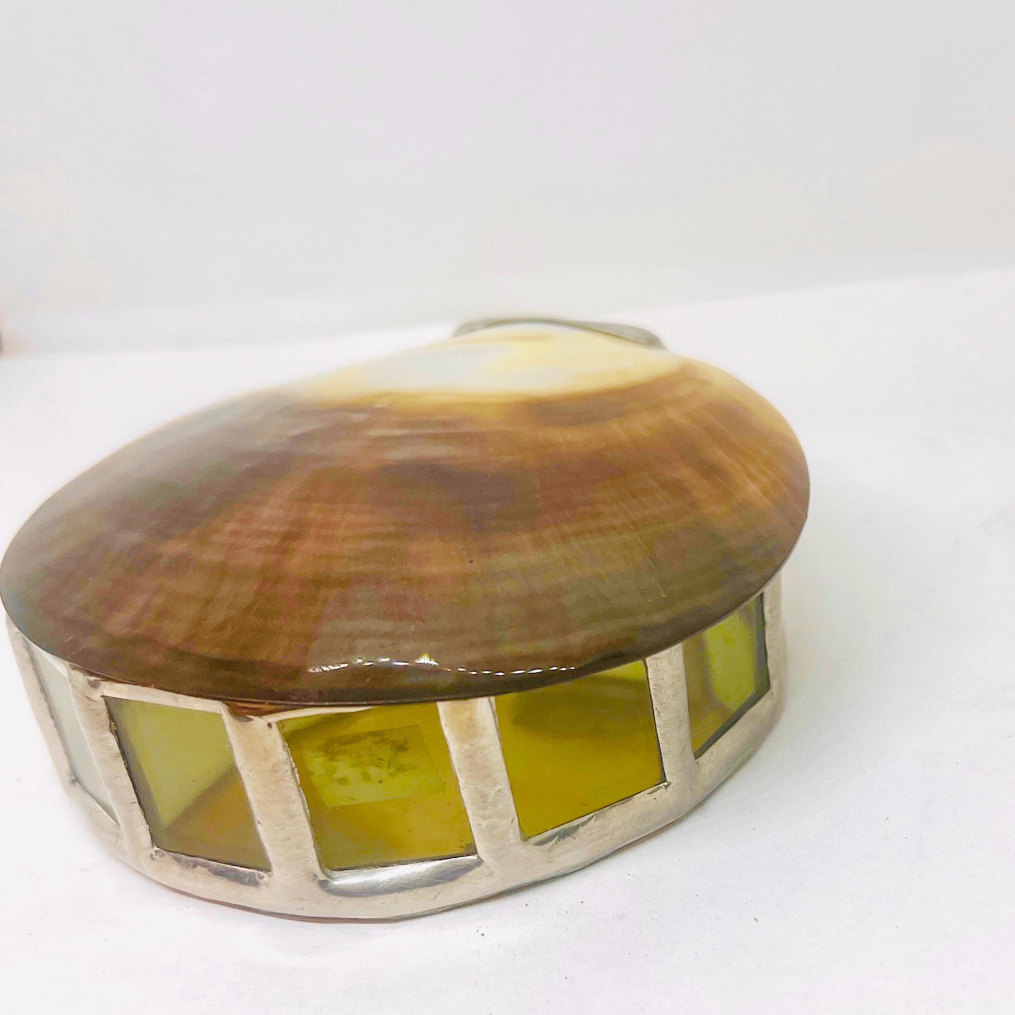 Seashell Stained Glass Jewelry Box: Handmade Trinket Keepsake with Suede Base - Image 5