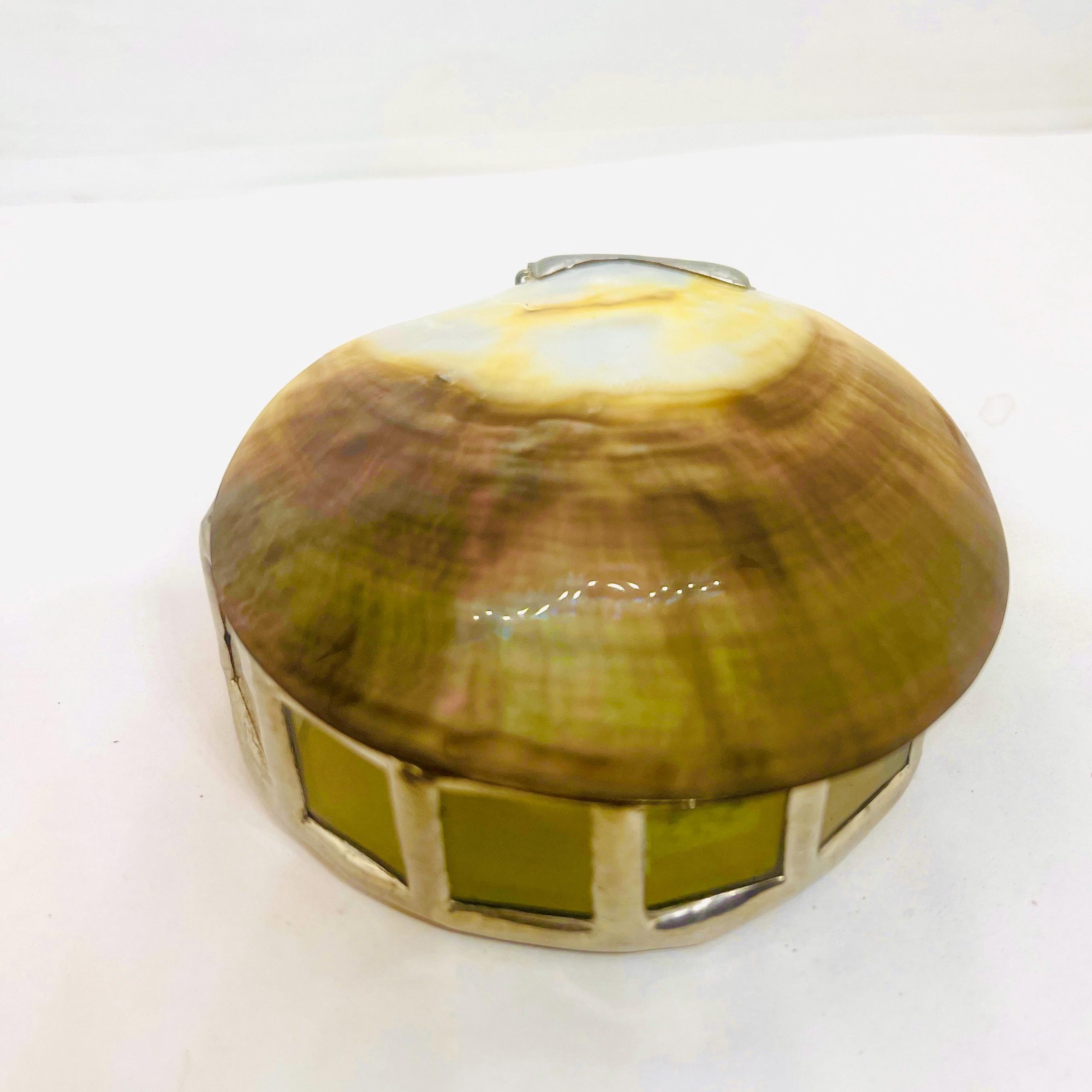 Seashell Stained Glass Jewelry Box: Handmade Trinket Keepsake with Suede Base - Image 2