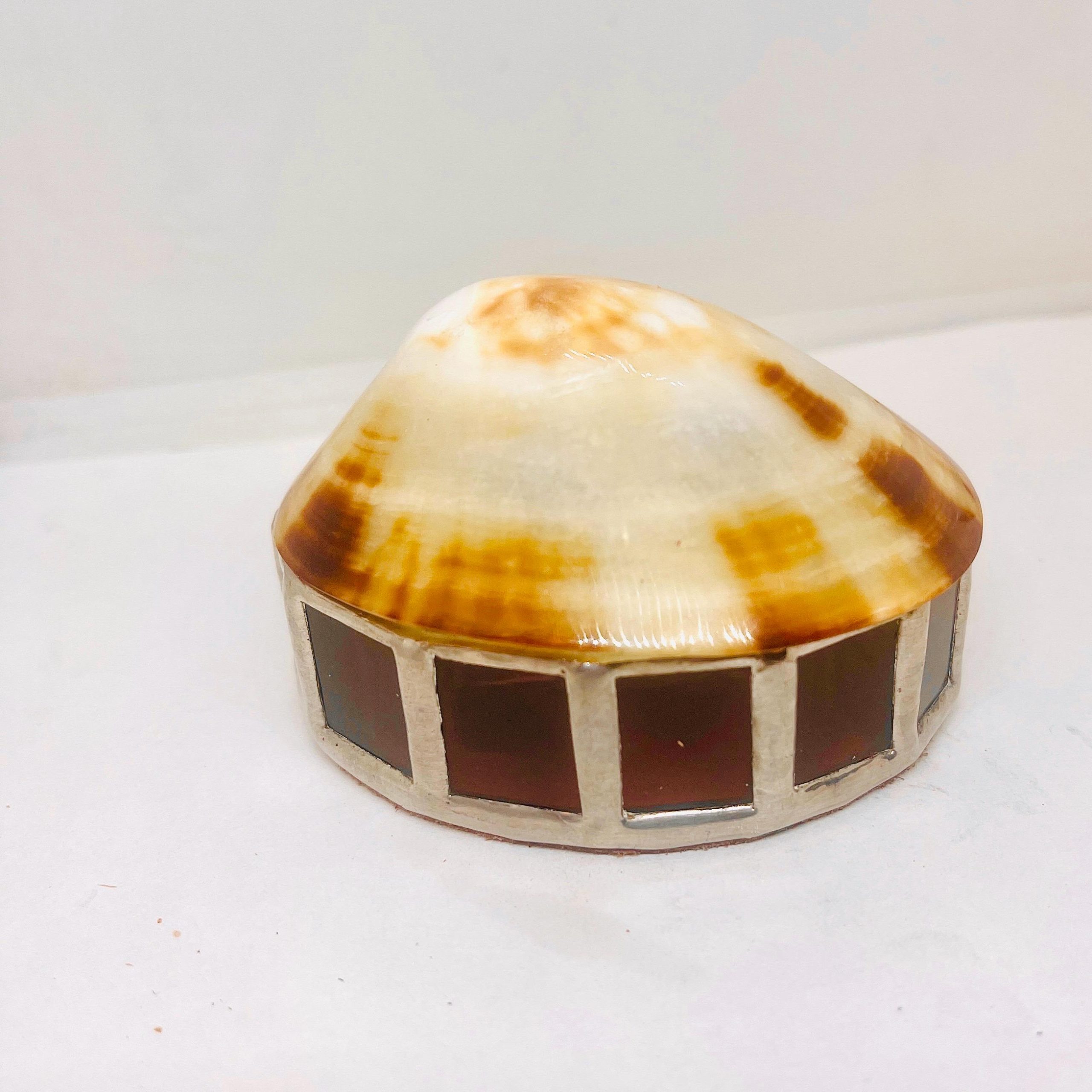Seashell Stained Glass Jewelry Box: Handmade Trinket Keepsake with Suede Base - Image 7