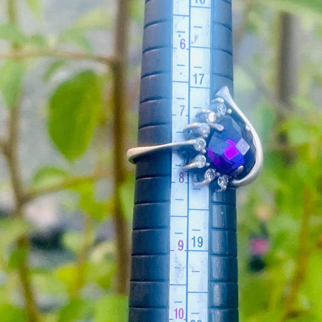 Vintage Gothic Color Change Sapphire Ring: Sterling Silver, Rose Cut, Size 7.5