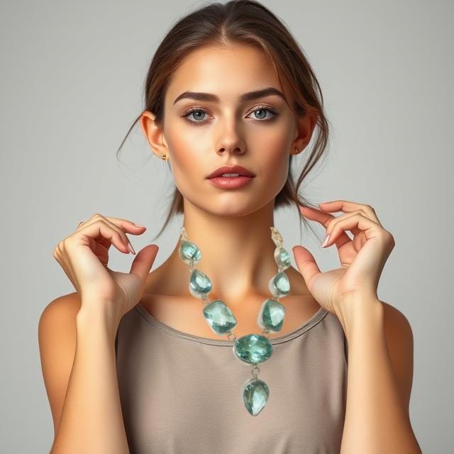 Vintage Blue Green Topaz Sterling Silver Necklace, 18 Inch - Image 8