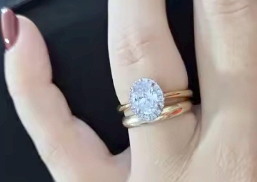 Classic Engagement Ring, Oval, Halo Ring Yellow Gold Vermeil Ring - Image 3