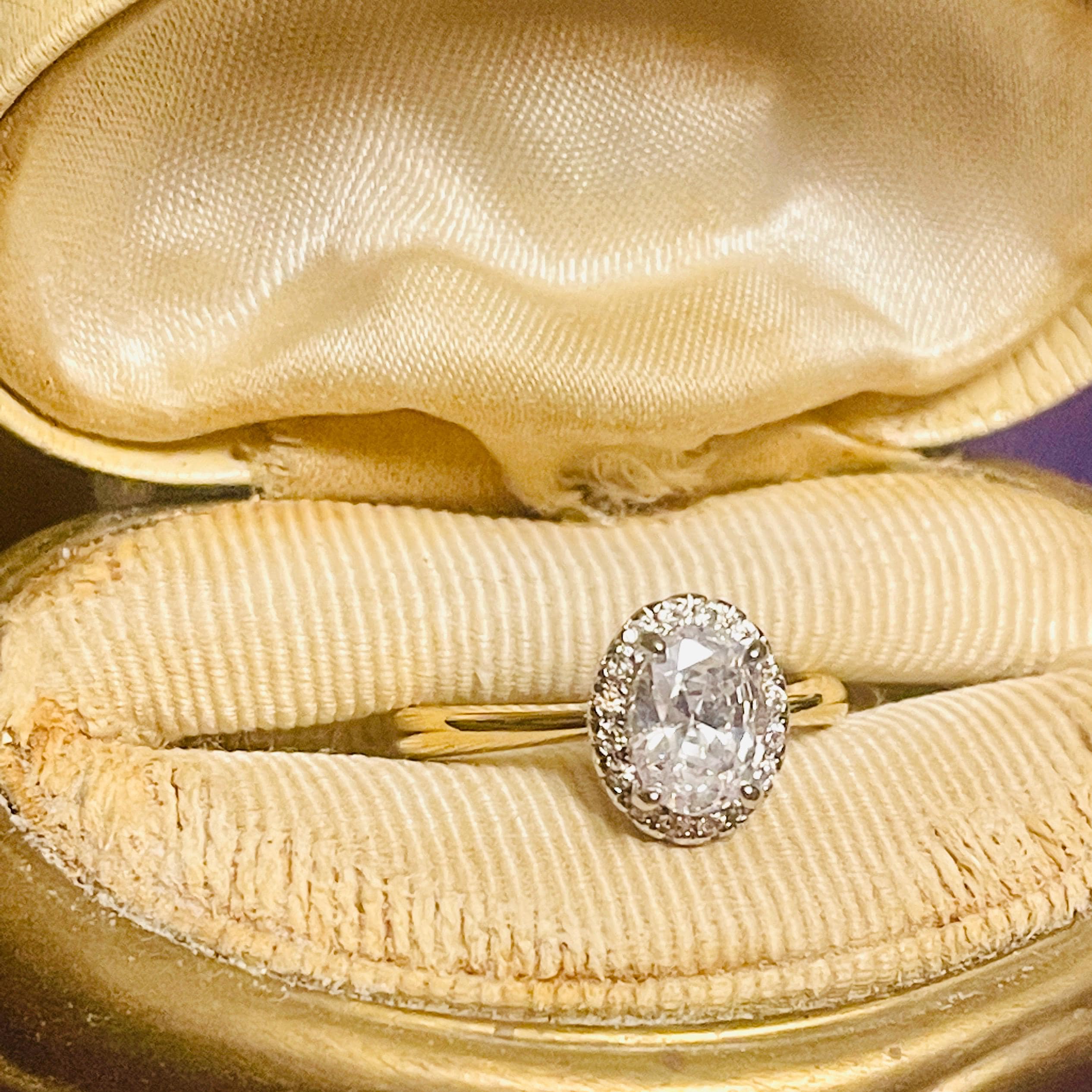 Classic Engagement Ring, Oval, Halo Ring Yellow Gold Vermeil Ring