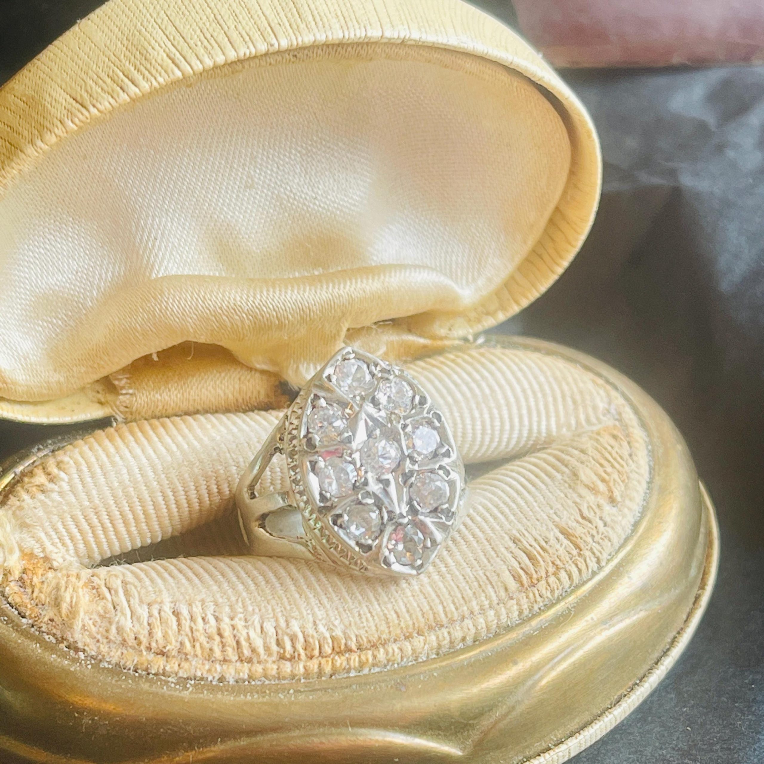 Antique Diamond Ring: Edwardian 18k White Gold, Size 6.5 - Image 8