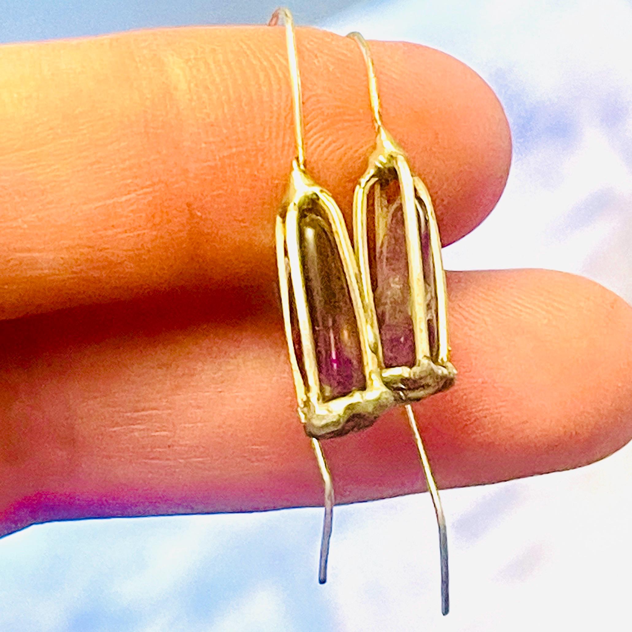 Handmade Sterling Silver Amethyst Drop Earrings: Caged Crystal Jewelry - Image 4