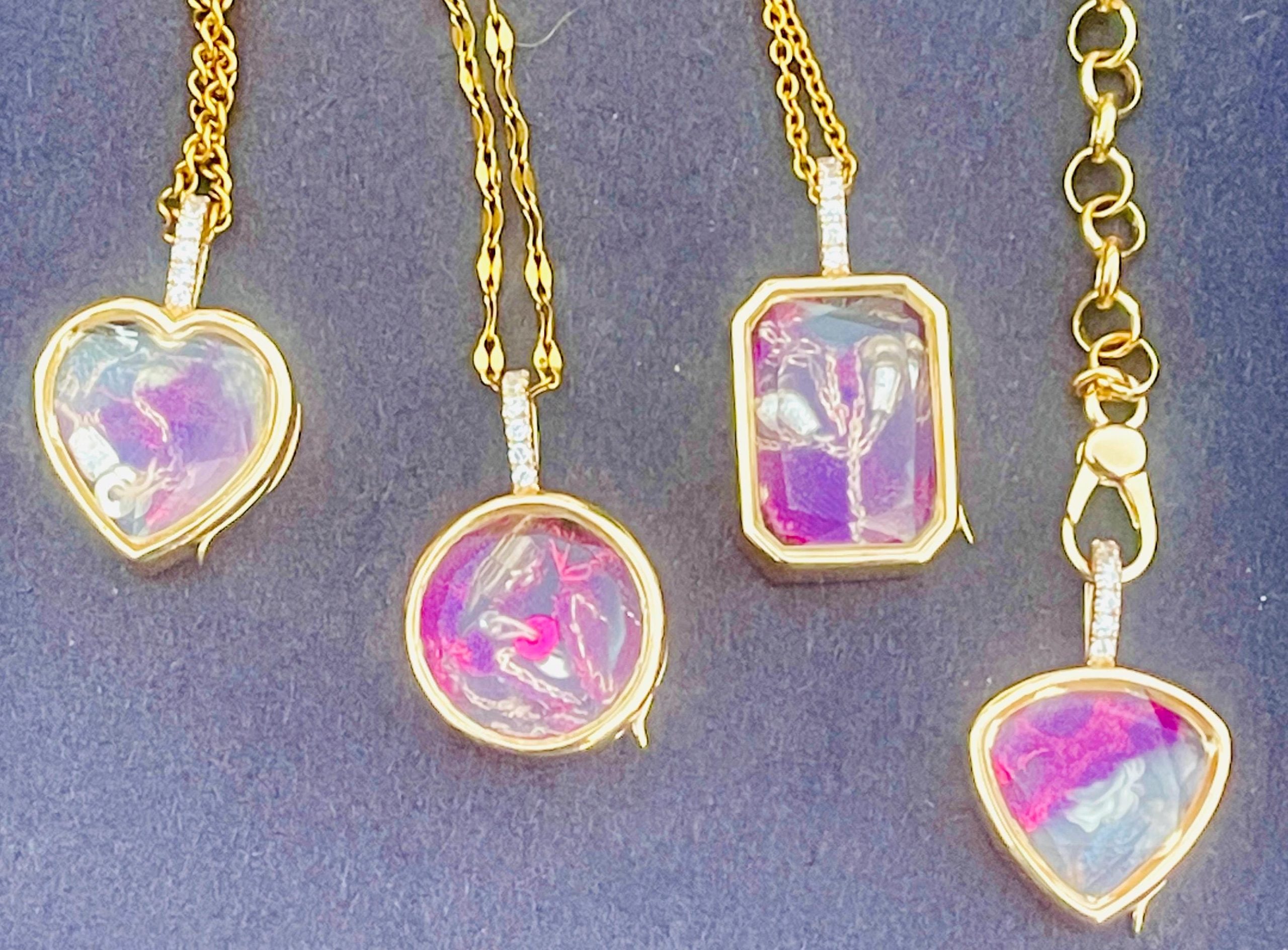 Handmade Memento Mori Stuart Crystal style Necklace: Gold Tiny Mourning crystal Locket Pendant - Image 3