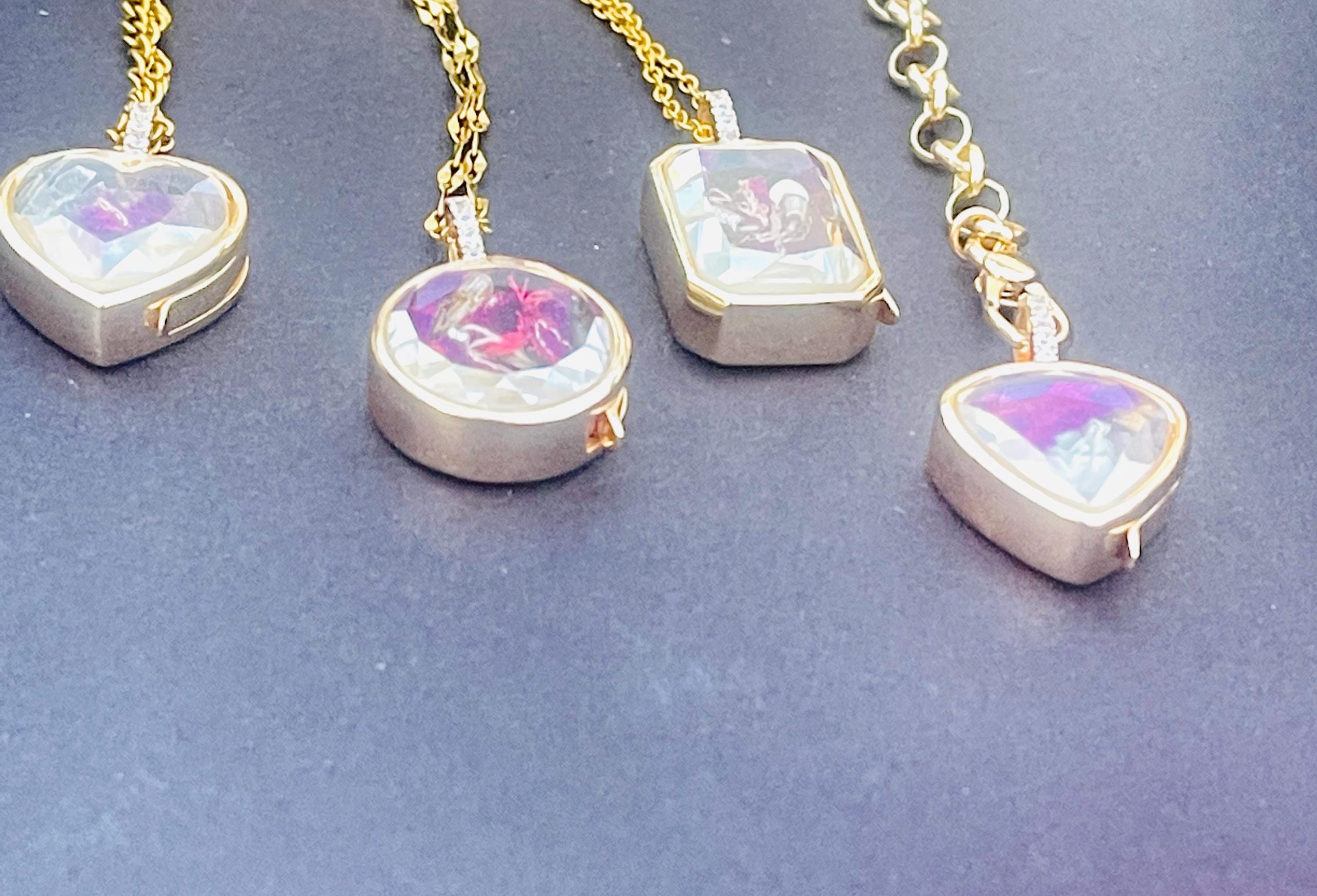 Handmade Memento Mori Stuart Crystal style Necklace: Gold Tiny Mourning crystal Locket Pendant - Image 6