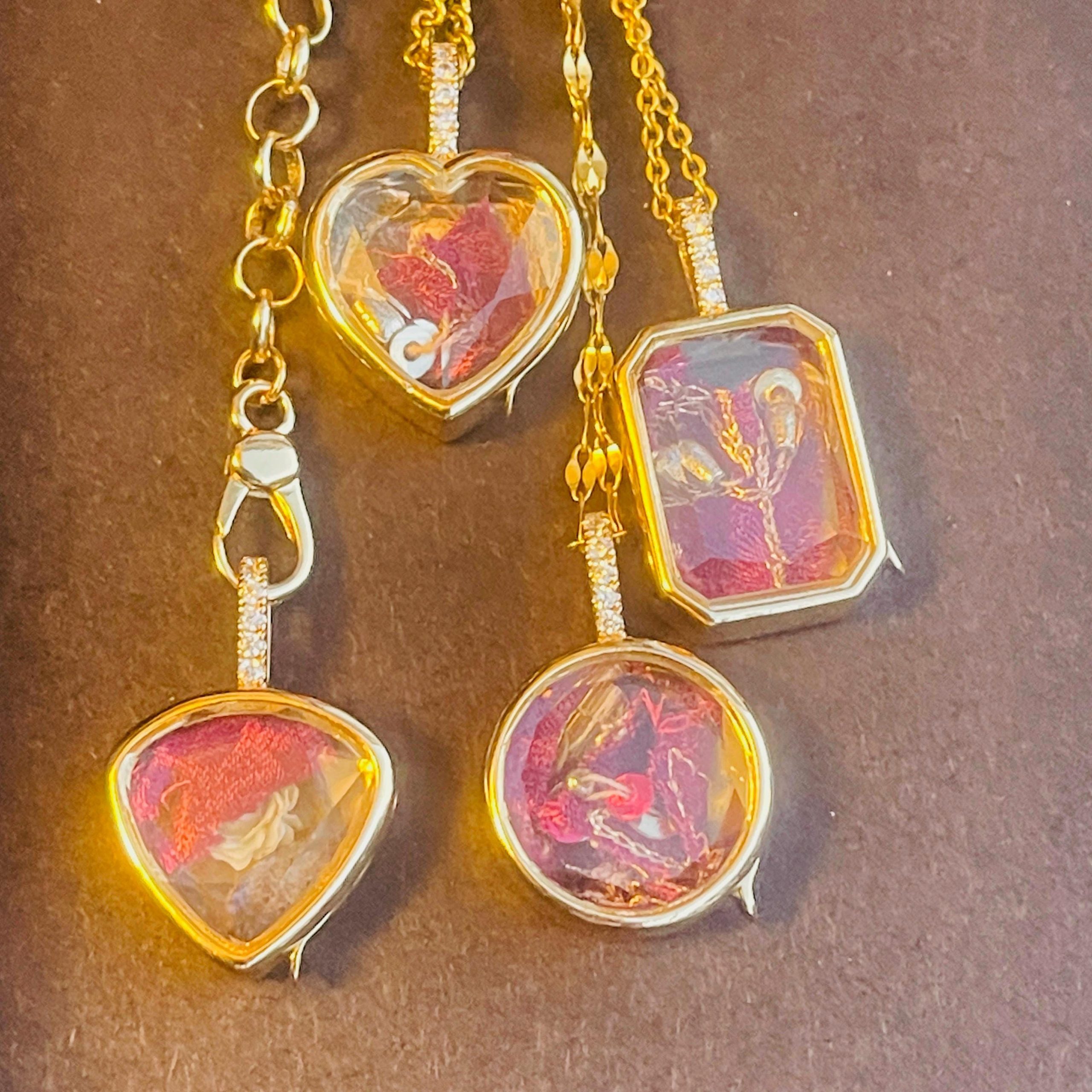 Handmade Memento Mori Stuart Crystal style Necklace: Gold Tiny Mourning crystal Locket Pendant - Image 7