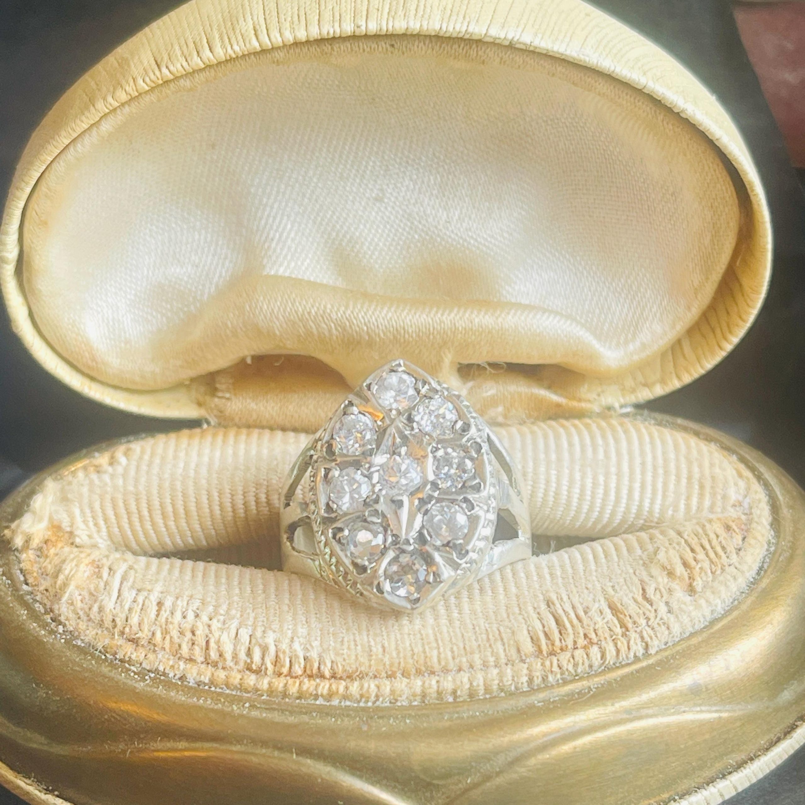 Antique Diamond Ring: Edwardian 18k White Gold, Size 6.5 - Image 7
