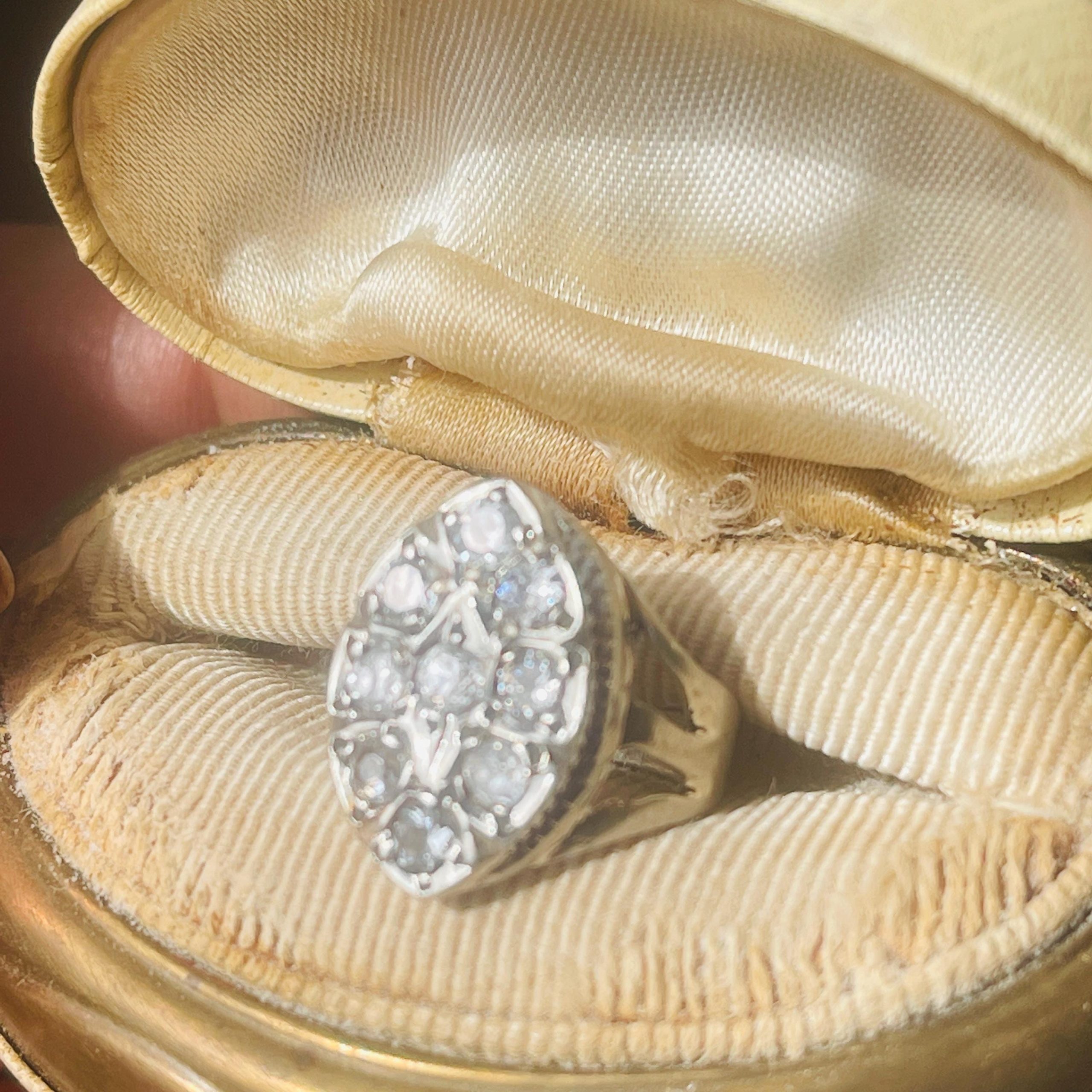 Antique Diamond Ring: Edwardian 18k White Gold, Size 6.5 - Image 6