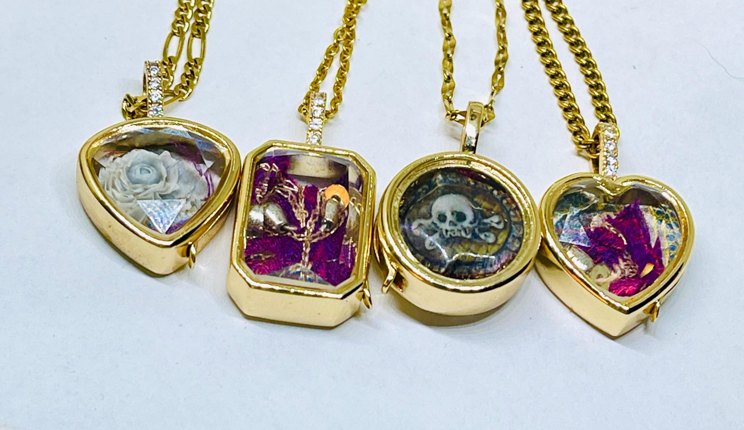 Handmade Small Memorial Locket Necklace: Stuart Crystal Style Faceted Glass - Image 9