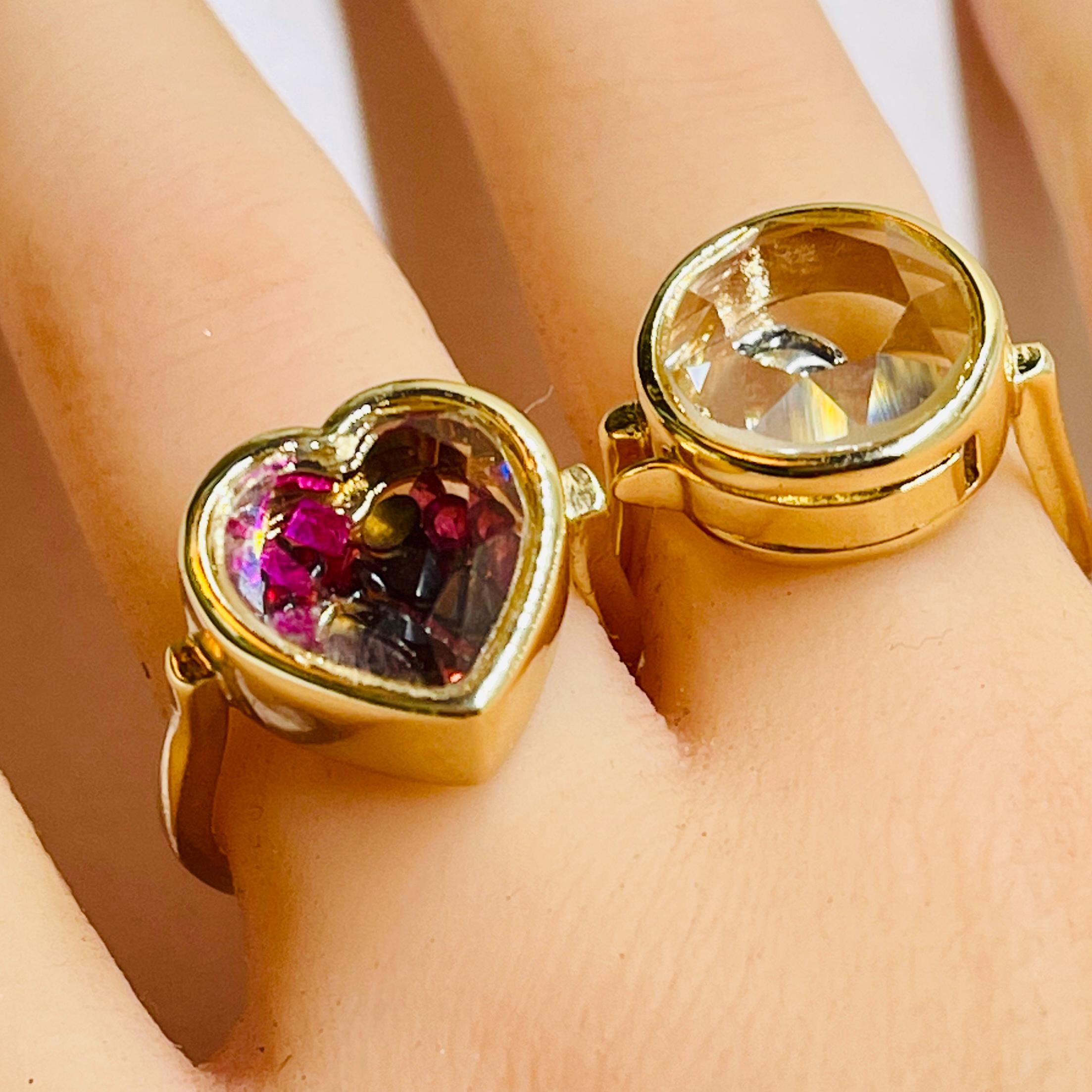 Memory Locket Ring: Stuart Crystal Style Faceted Glass - Image 4