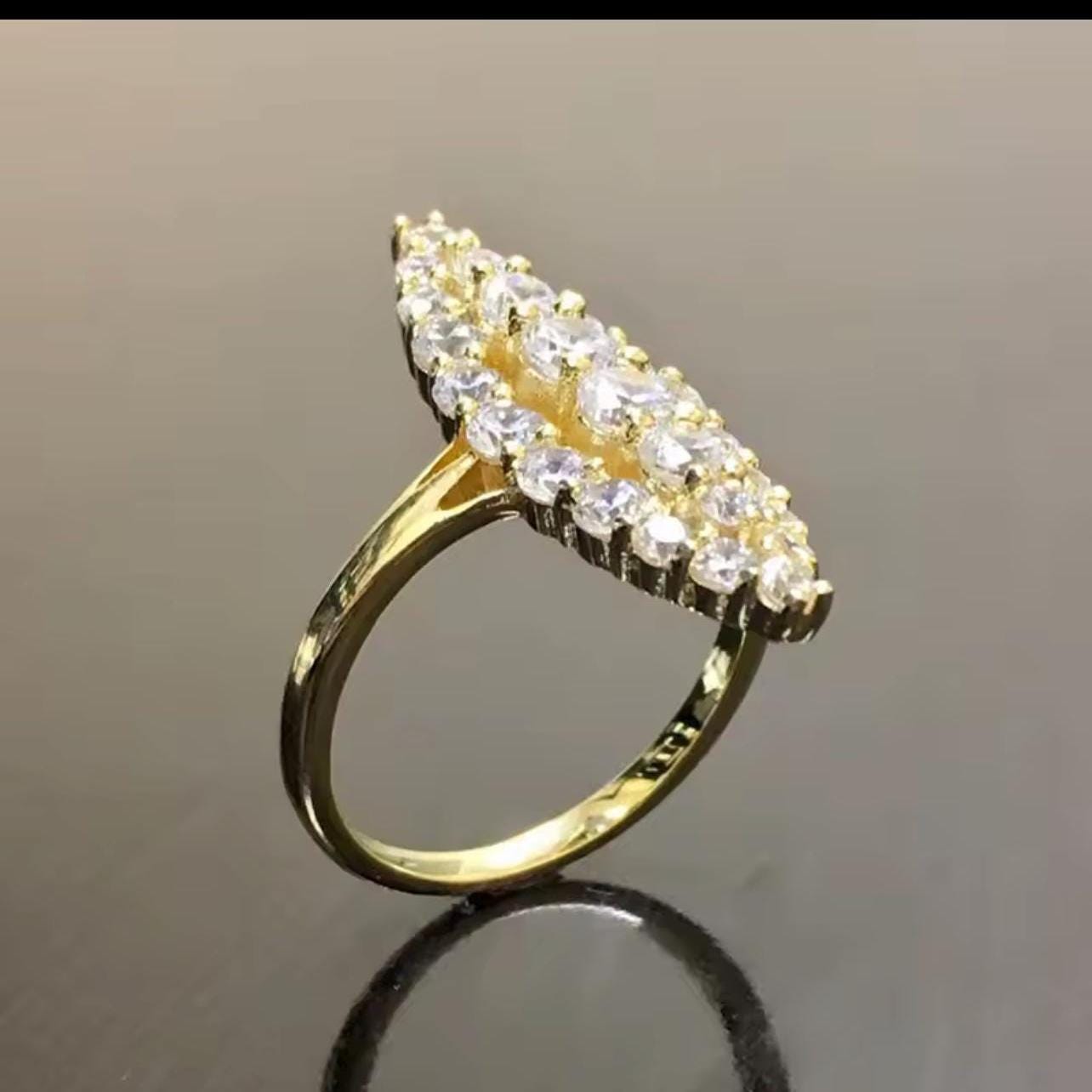 Vintage Gold or Silver Navette Ring - Image 4