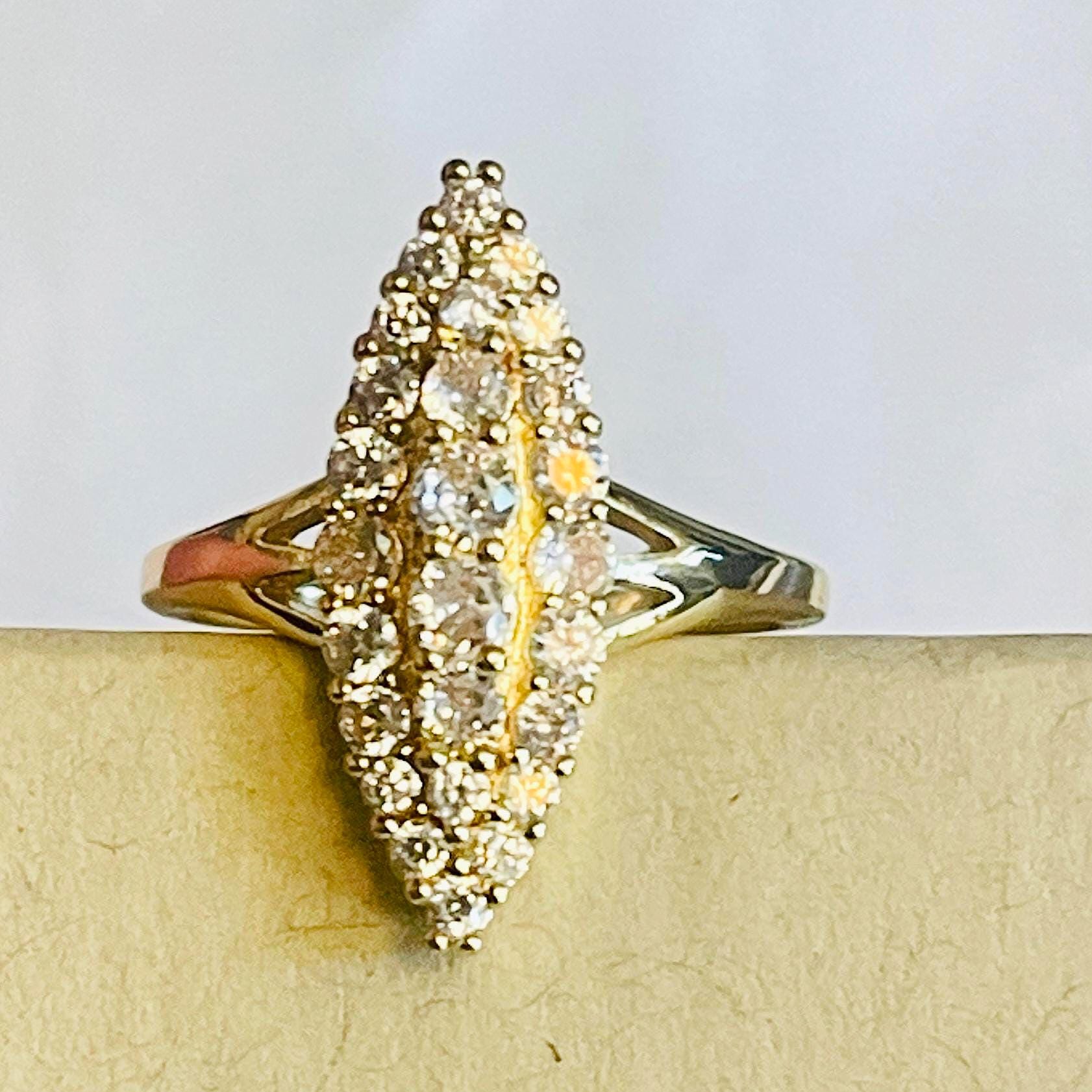 Vintage Gold or Silver Navette Ring - Image 5