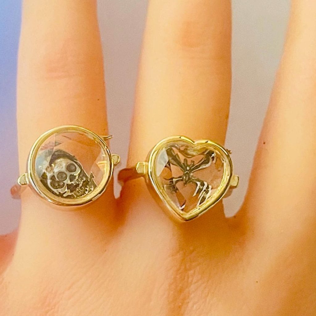 Memory Locket Ring: Stuart Crystal Style Faceted Glass
