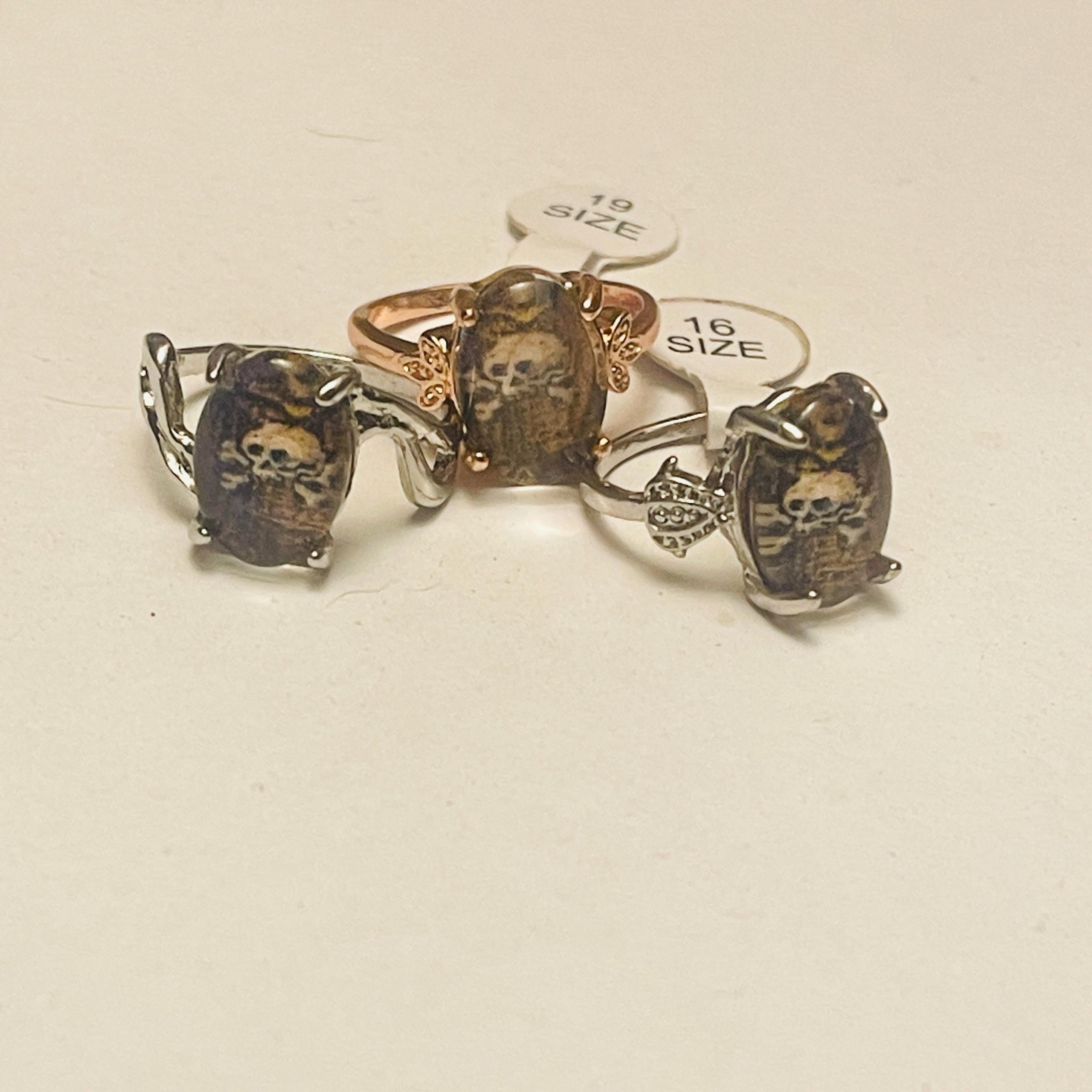 Gothic Memento Mori Ring: Silver or Gold filled Stuart Crystal Momento Mori Rings - Image 5