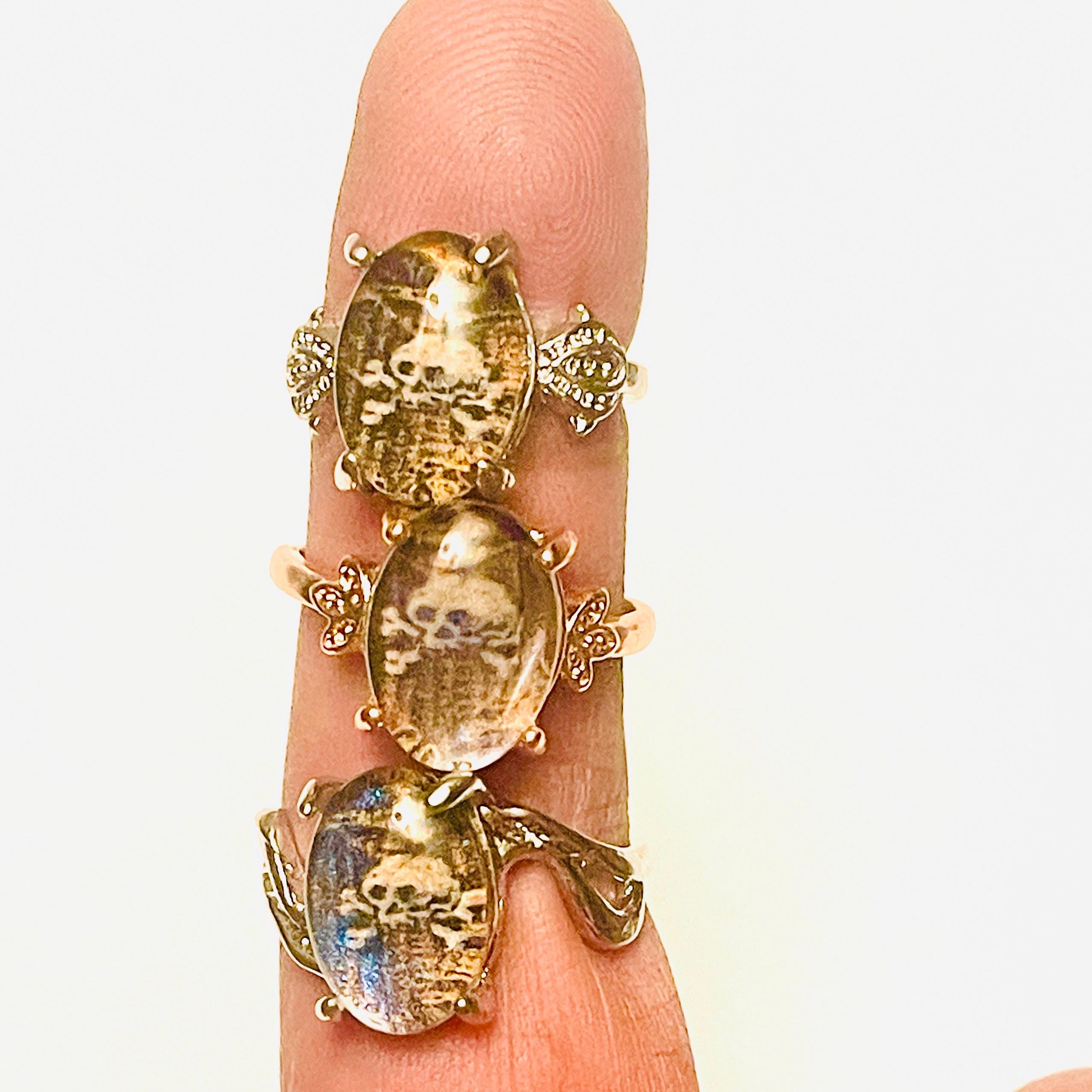 Gothic Memento Mori Ring: Silver or Gold filled Stuart Crystal Momento Mori Rings - Image 6