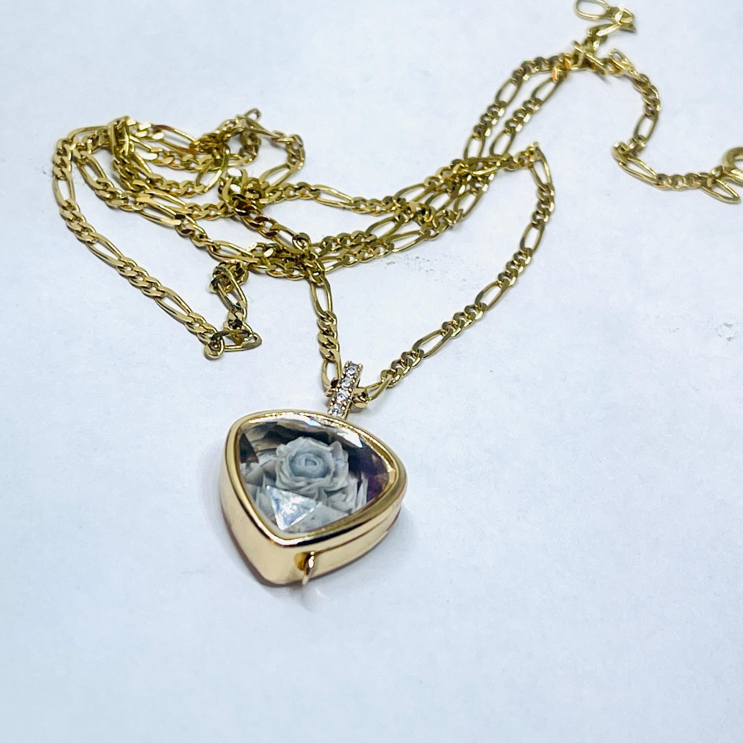 Handmade Small Memorial Locket Necklace: Stuart Crystal Style Faceted Glass - Image 3