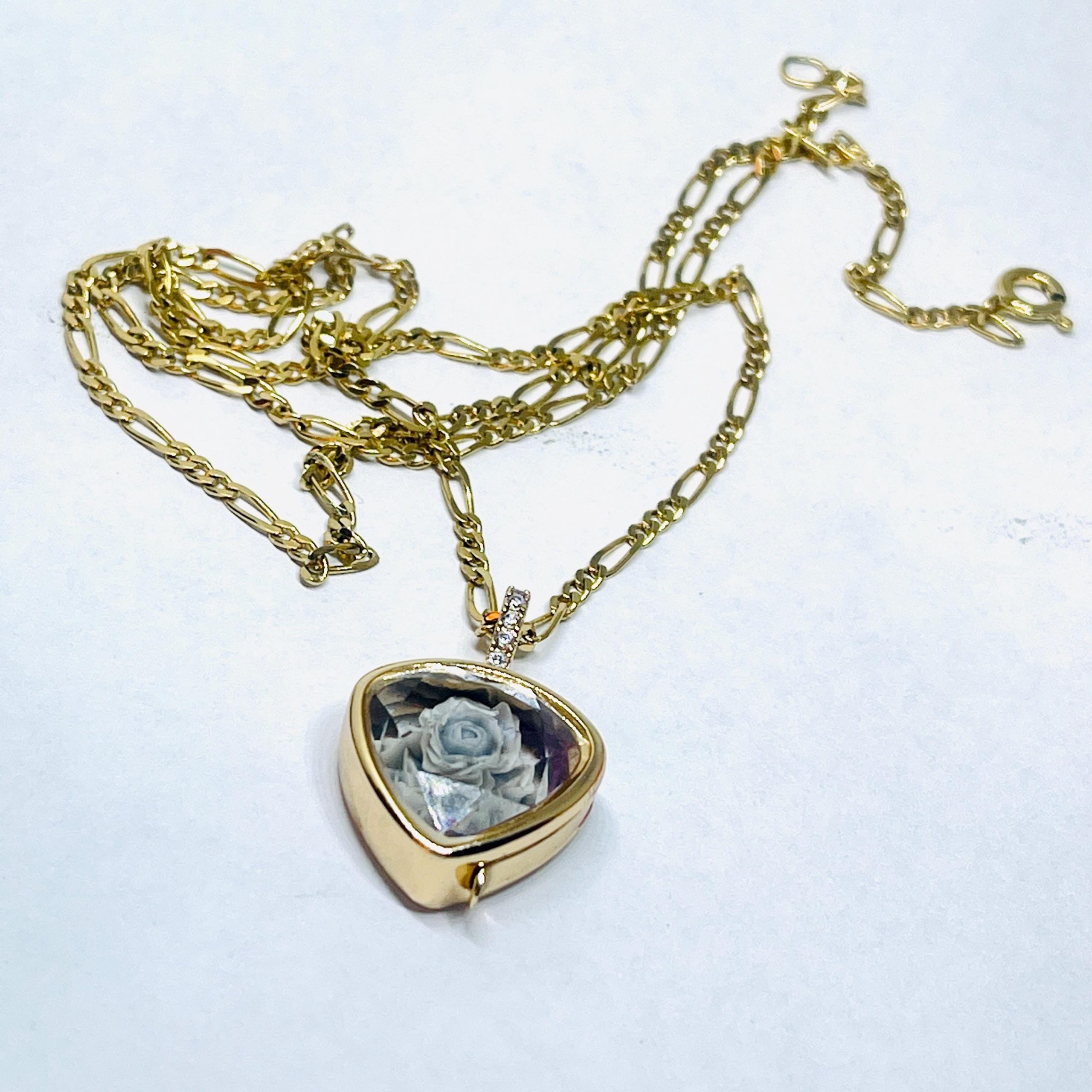 Handmade Small Memorial Locket Necklace: Stuart Crystal Style Faceted Glass - Image 2