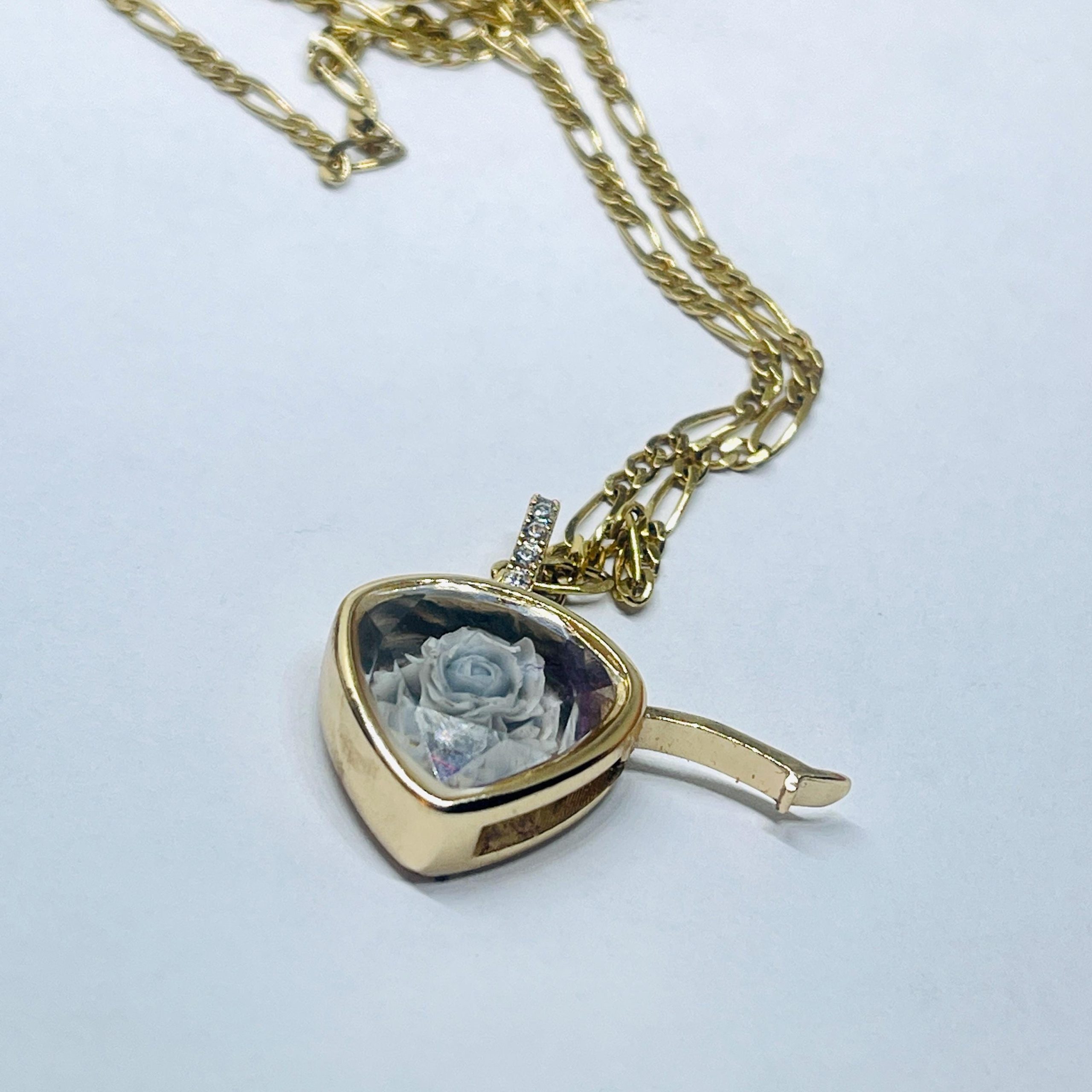 Handmade Small Memorial Locket Necklace: Stuart Crystal Style Faceted Glass - Image 6