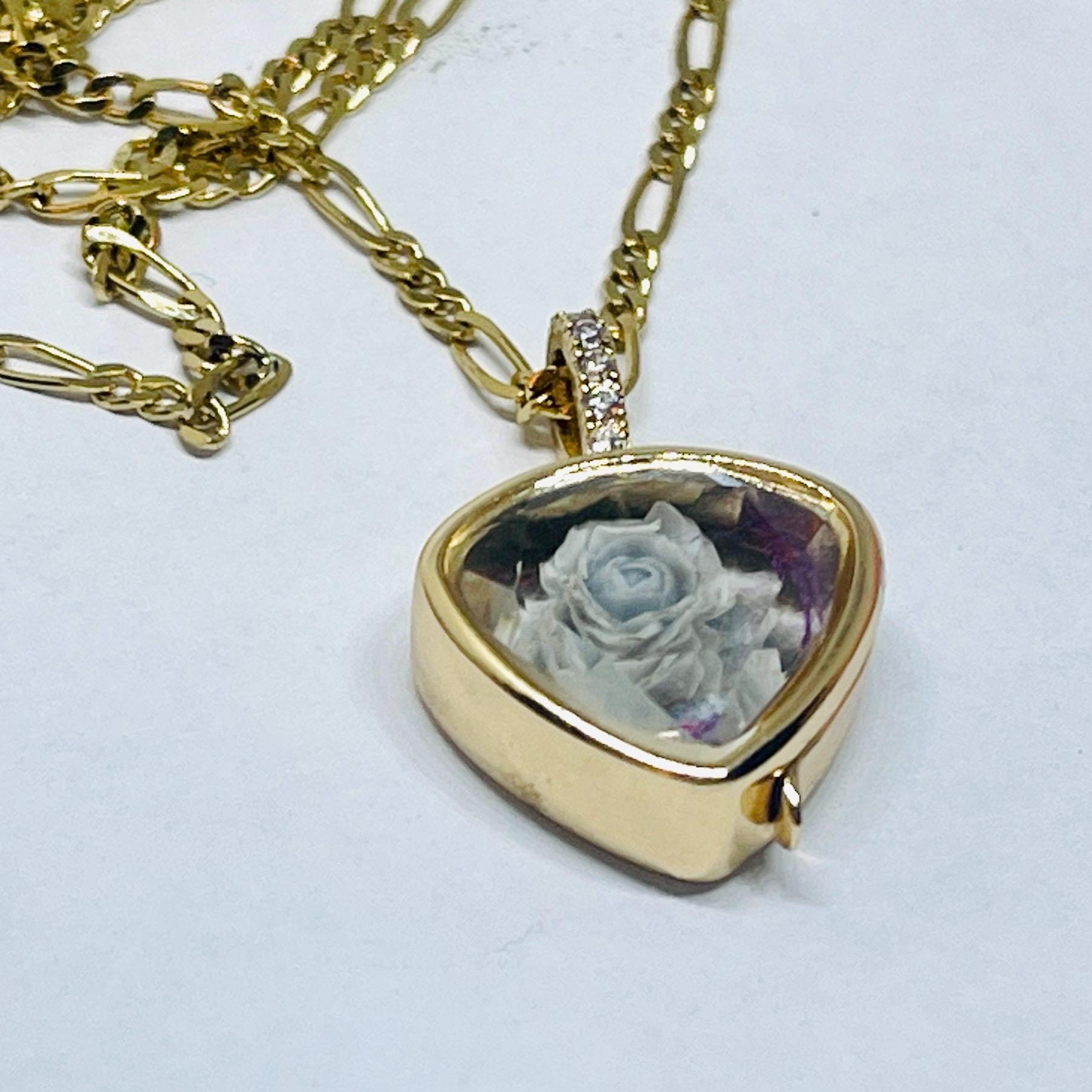 Handmade Memento Mori Stuart Crystal style Necklace: Gold Tiny Mourning crystal Locket Pendant - Image 8