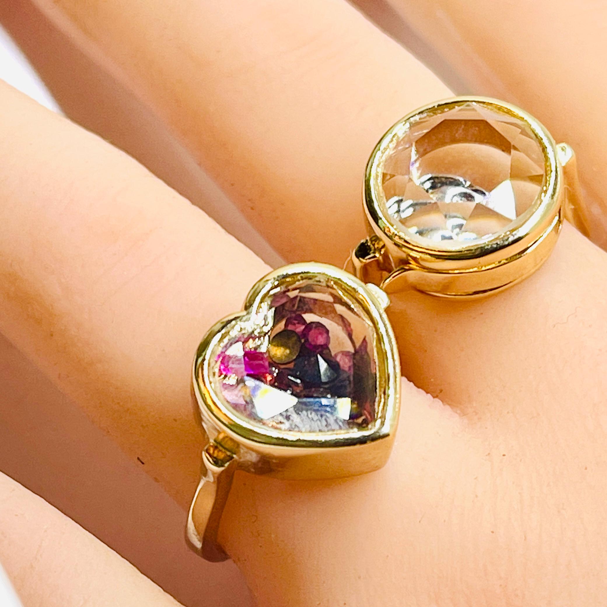 Memory Locket Ring: Stuart Crystal Style Faceted Glass - Image 9