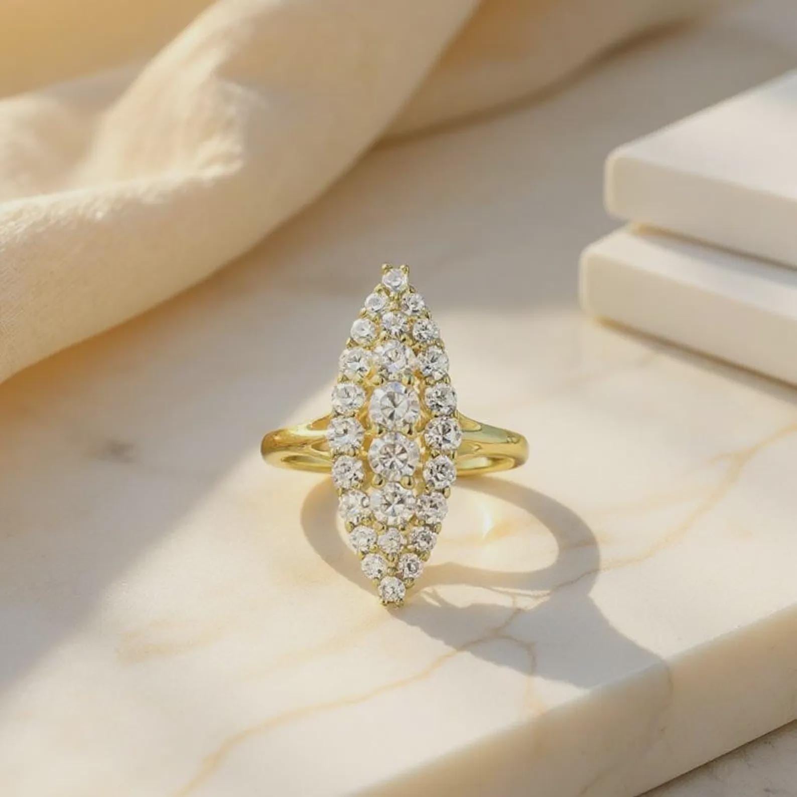 Vintage Gold or Silver Navette Ring - Image 3