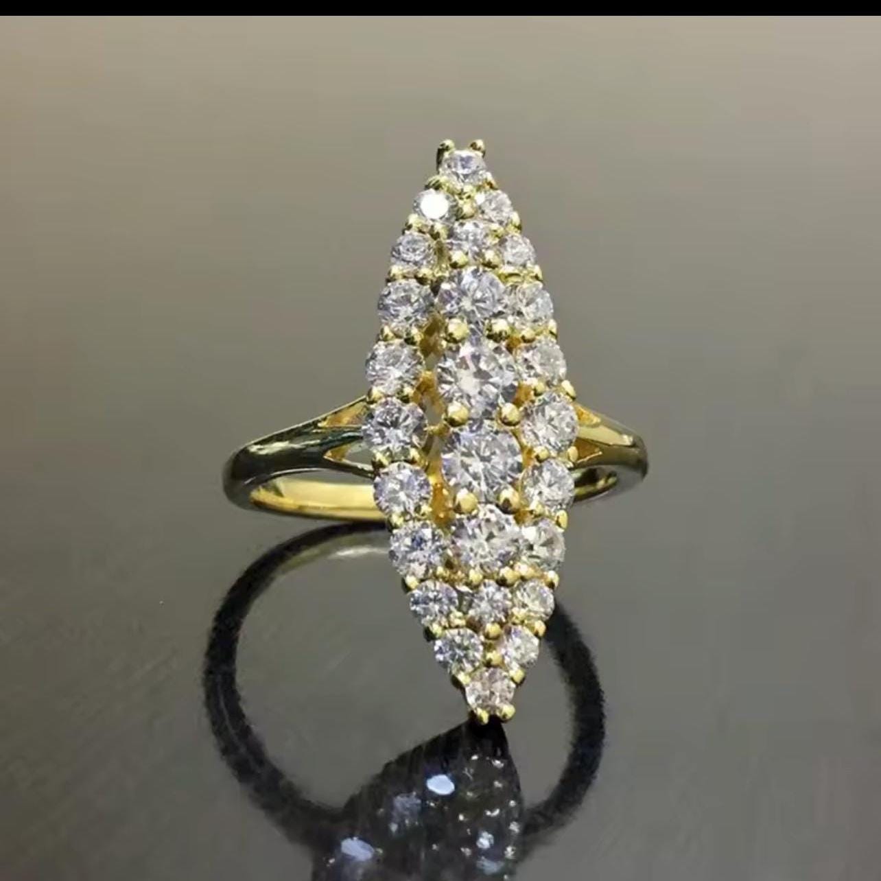 Vintage Gold or Silver Navette Ring