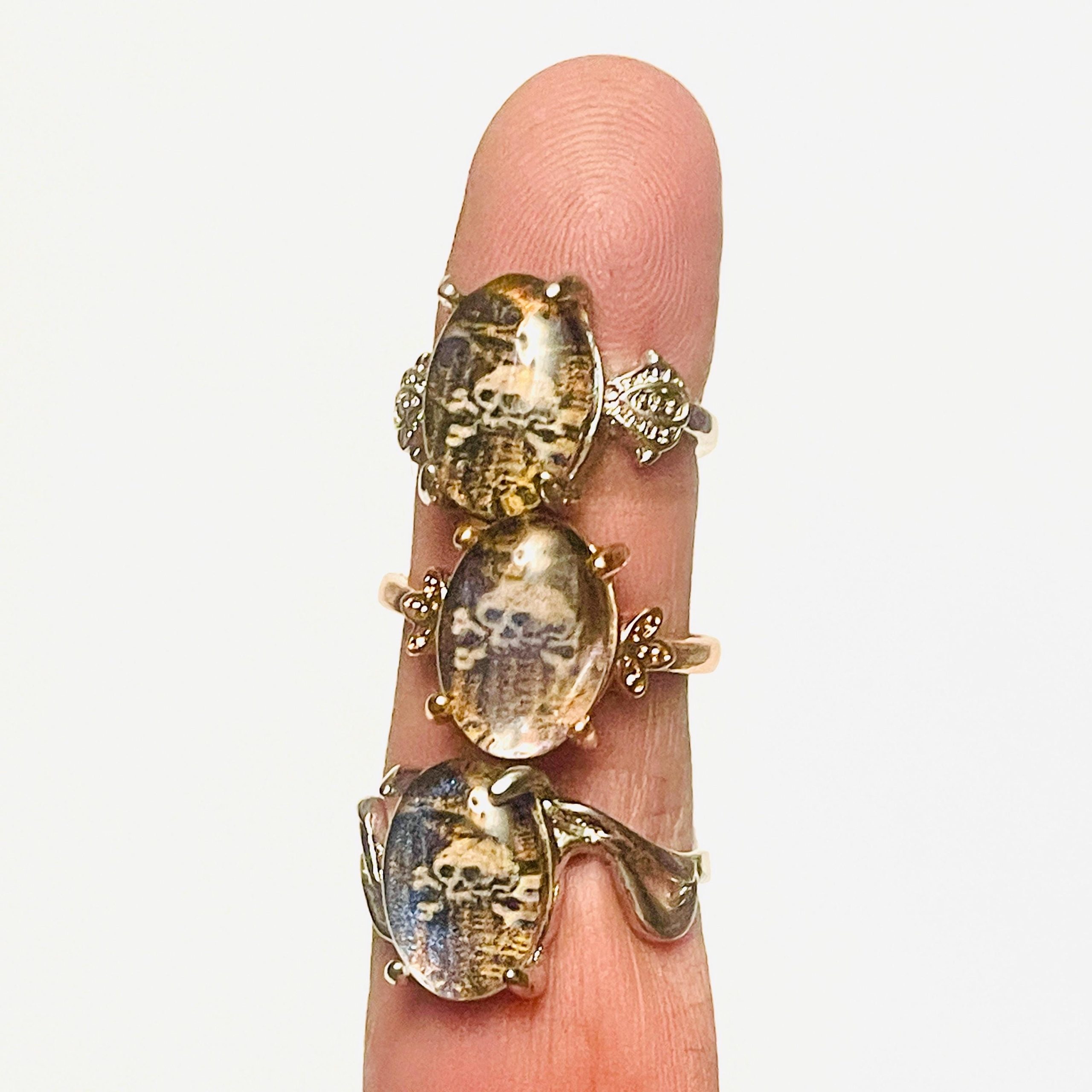 Gothic Memento Mori Ring: Silver or Gold filled Stuart Crystal Momento Mori Rings
