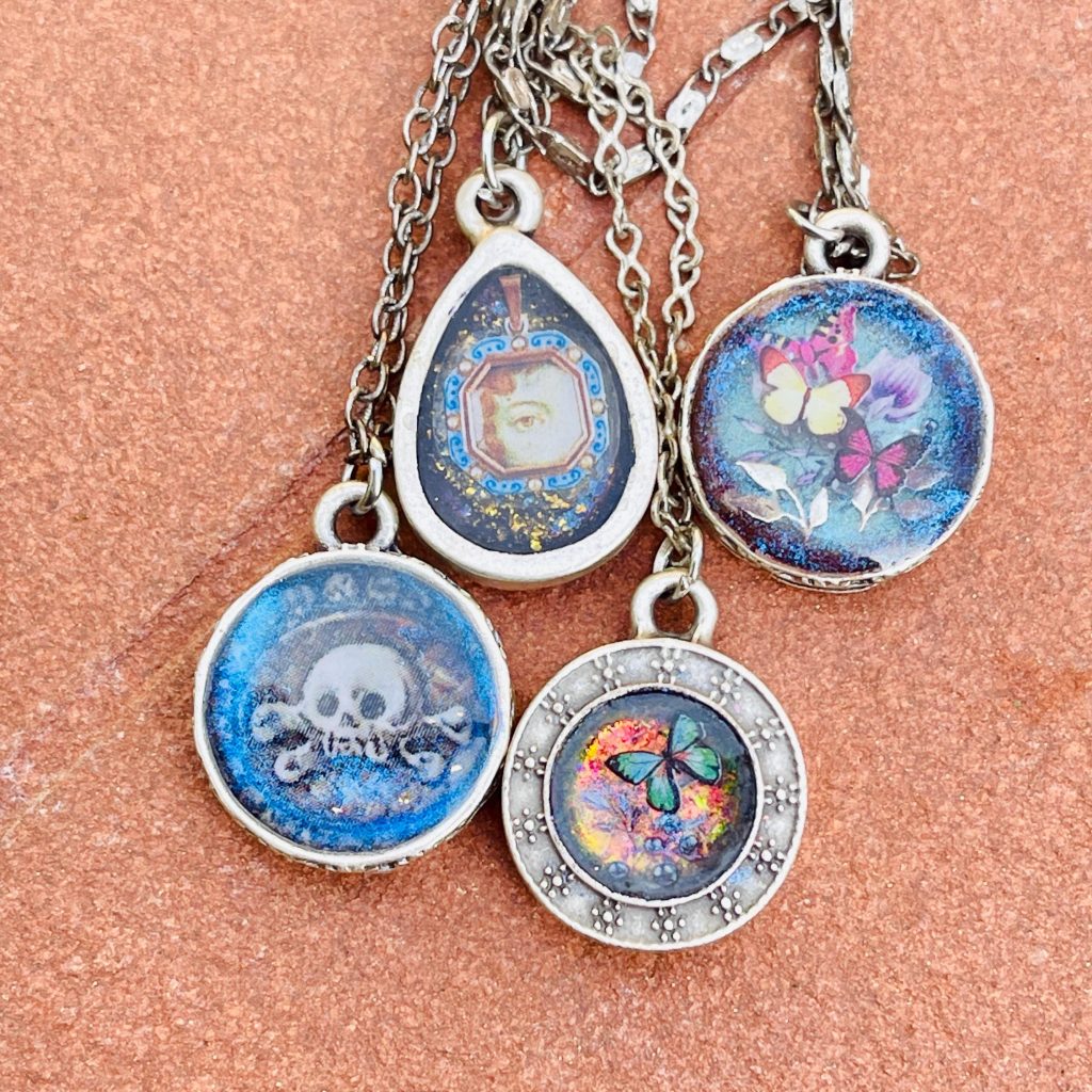 Gothic Memento Mori Butterfly Skull Pendant Necklace, Sterling Silver Chain