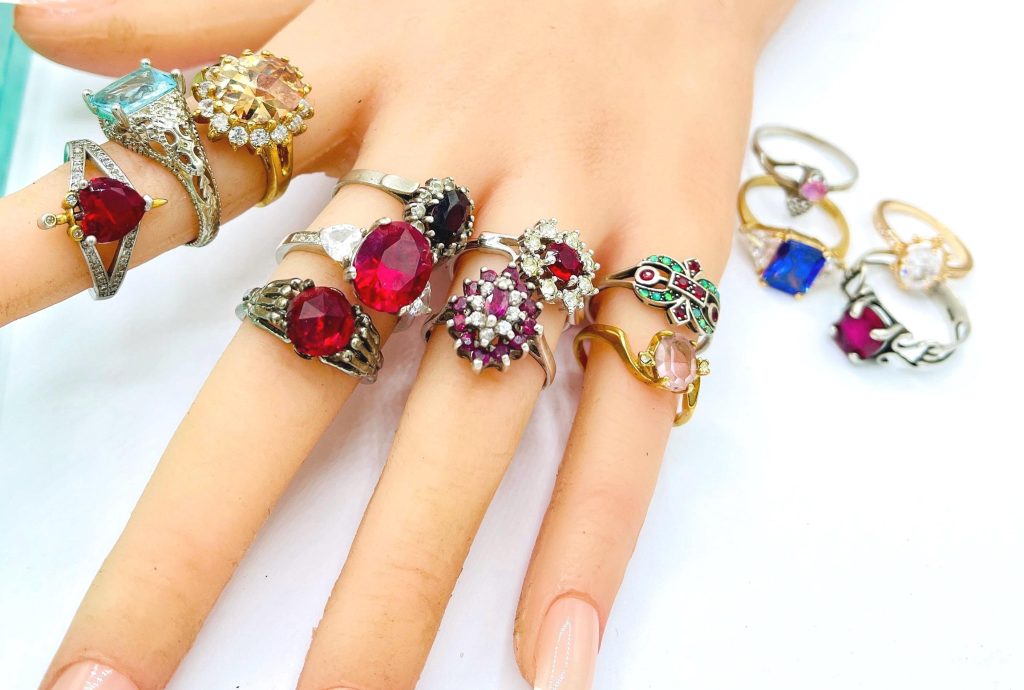 Wholesale Vintage Rings: Vintage Ring Lot Rubies gemstones sterling silver
