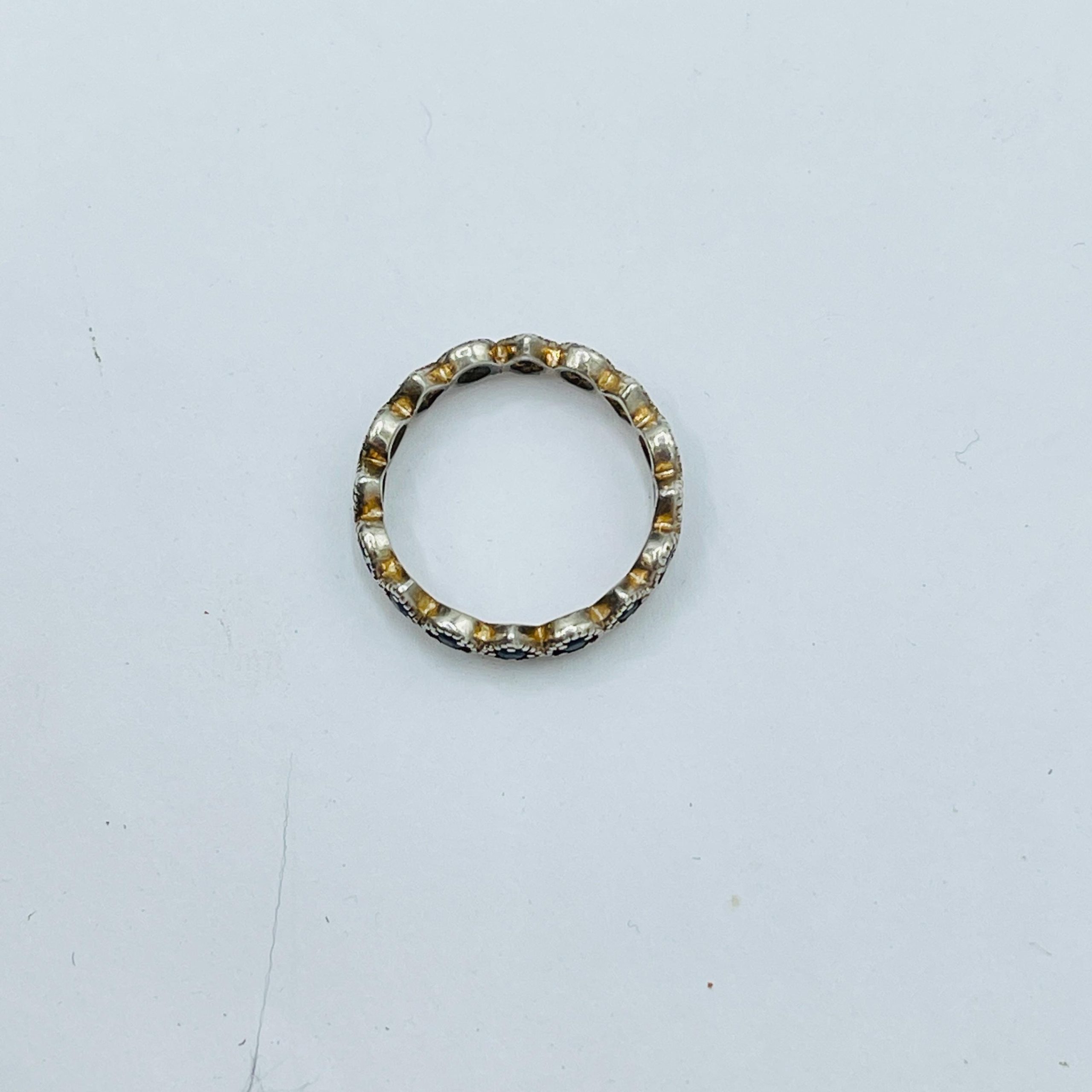 Vintage Blue Sapphire Ring: stacking Vermeil Anniversary Ring, Size 6 - Image 9