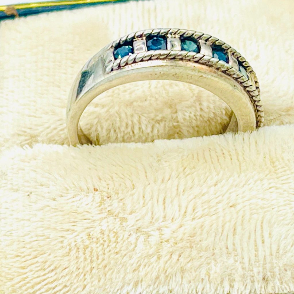 Art Deco natural blue Sapphire Ring: mens Ring, Size 10