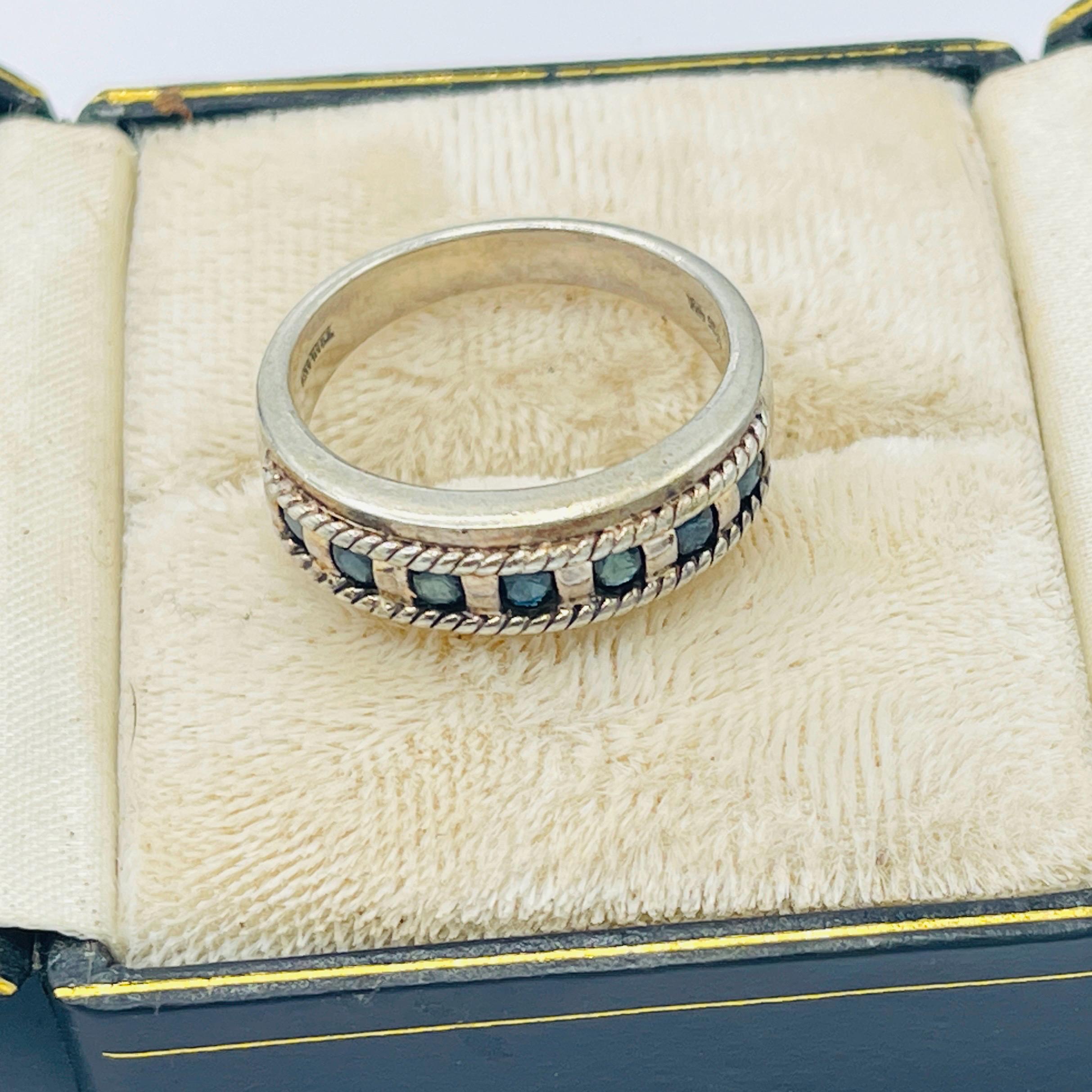 Art Deco natural blue Sapphire Ring: mens Ring, Size 10 - Image 4