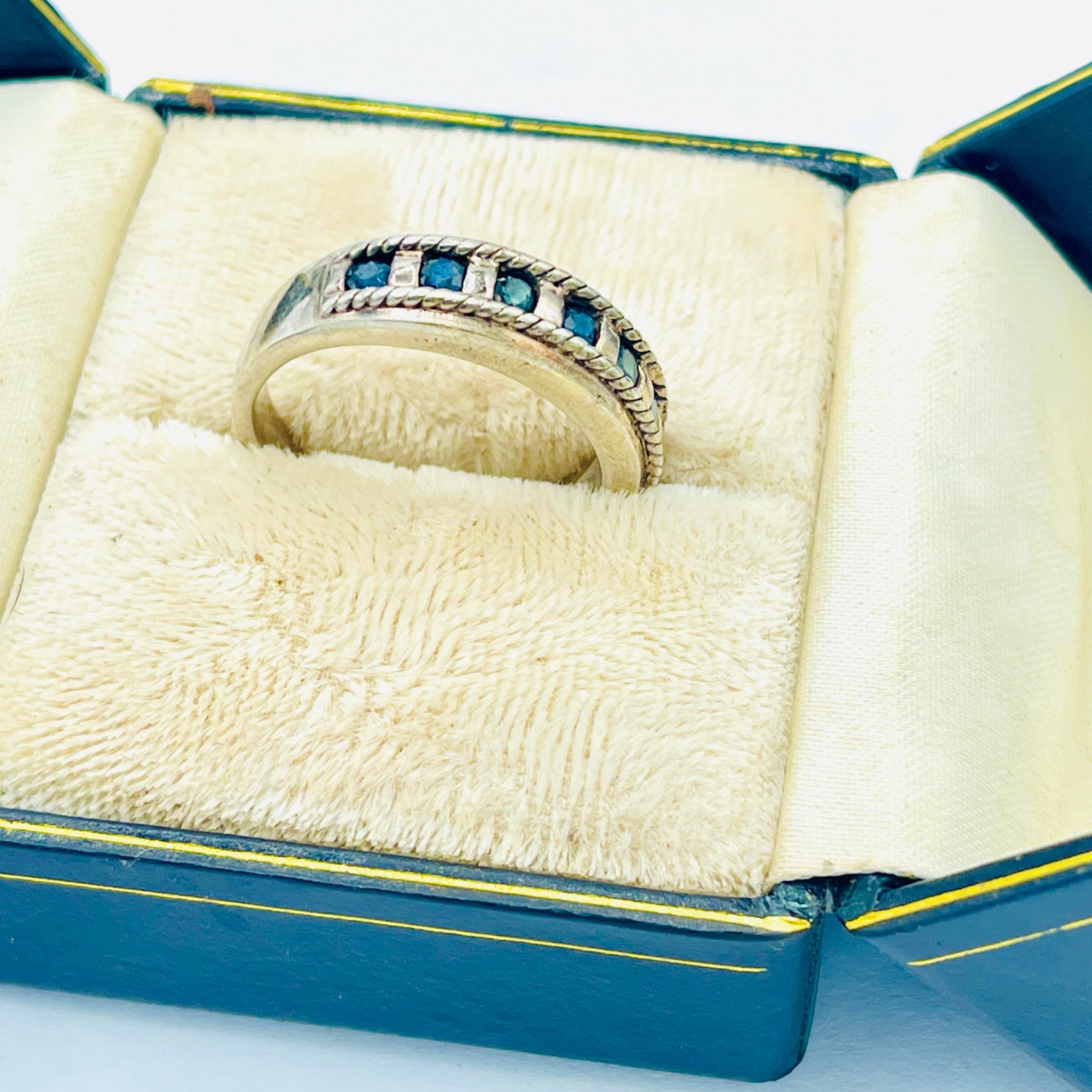 Art Deco natural blue Sapphire Ring: mens Ring, Size 10 - Image 5