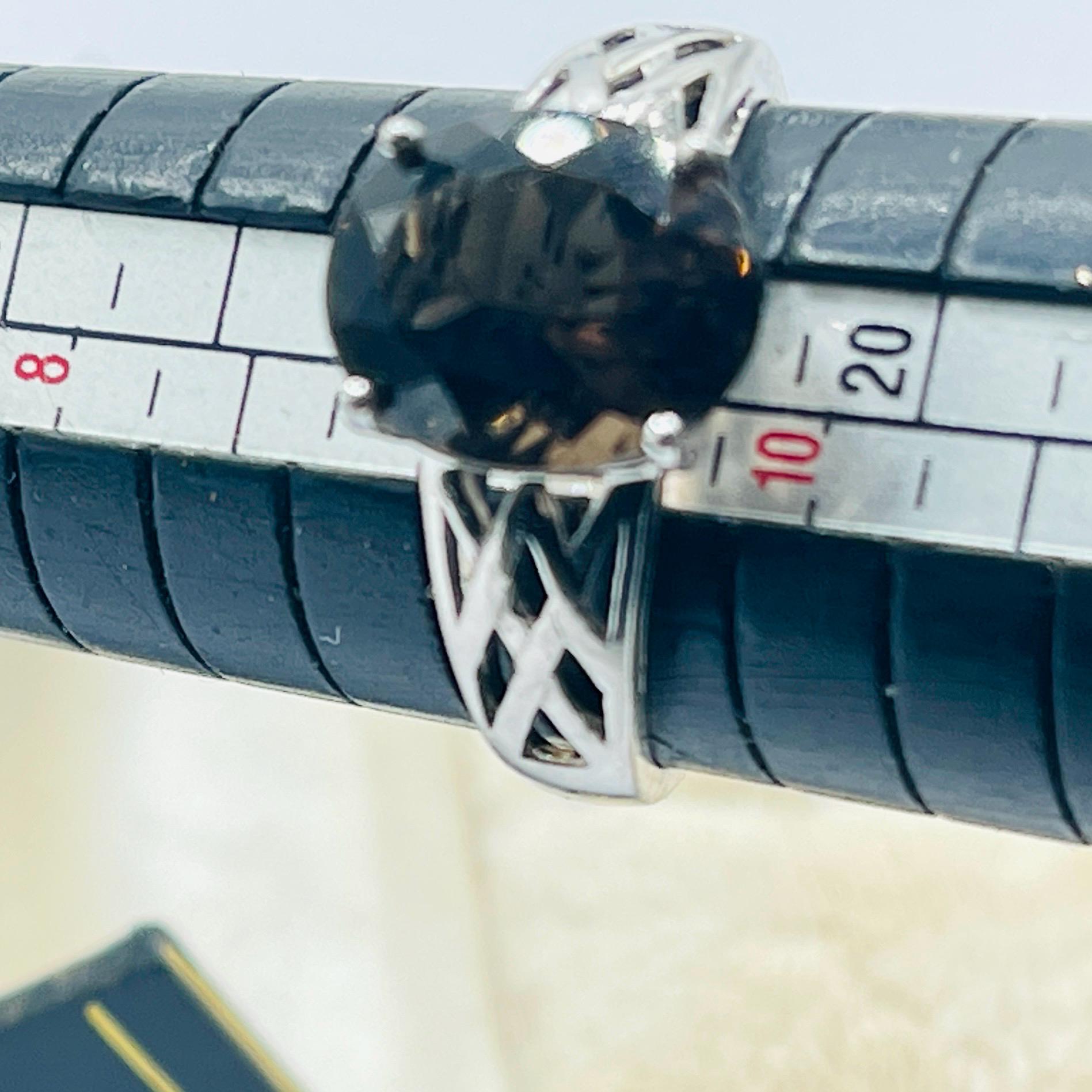 Vintage dark smoky quartz Ring- Sterling silver size 9.5 ring for her - Image 5