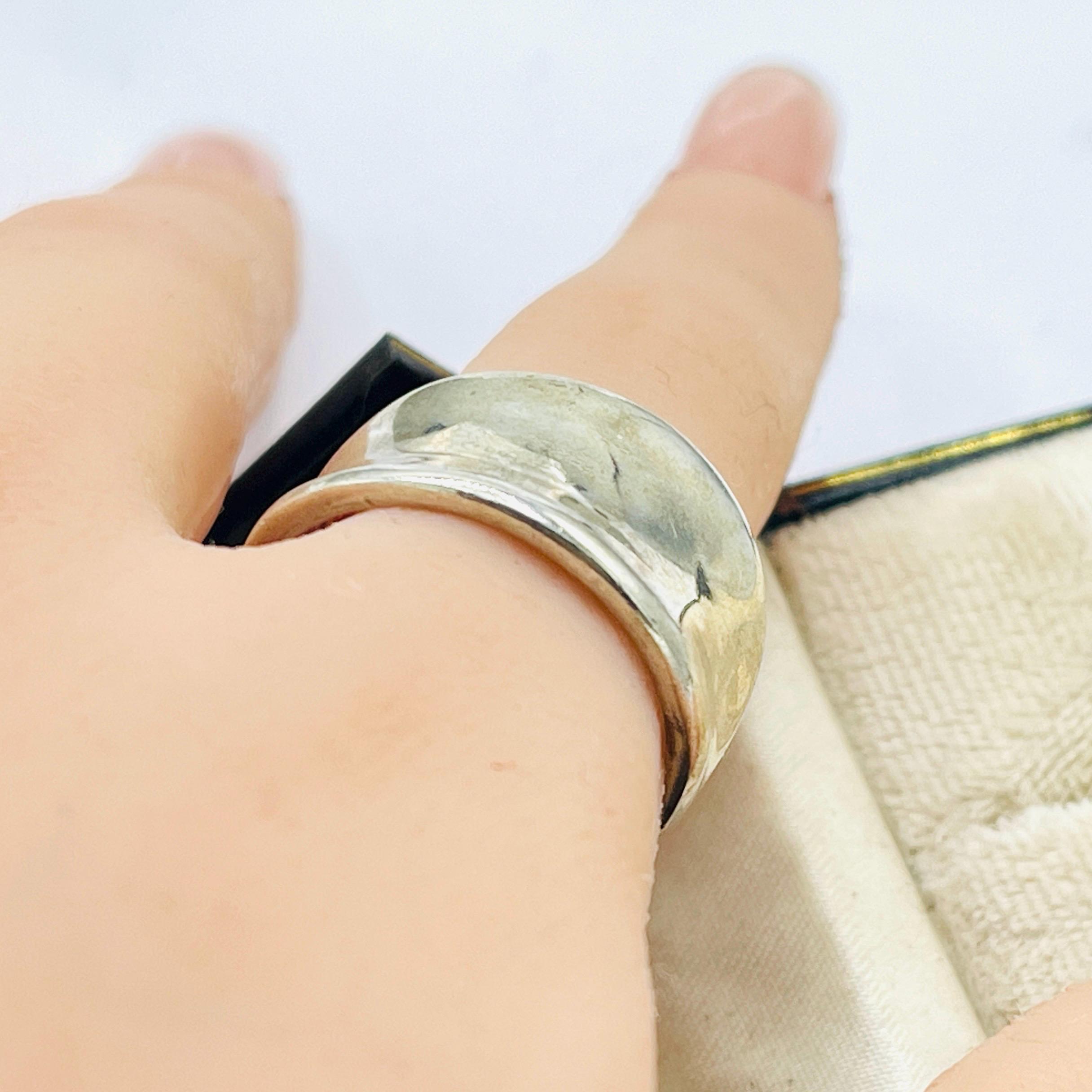 Vintage solid sterling silver wave ring in size 10 - Image 3