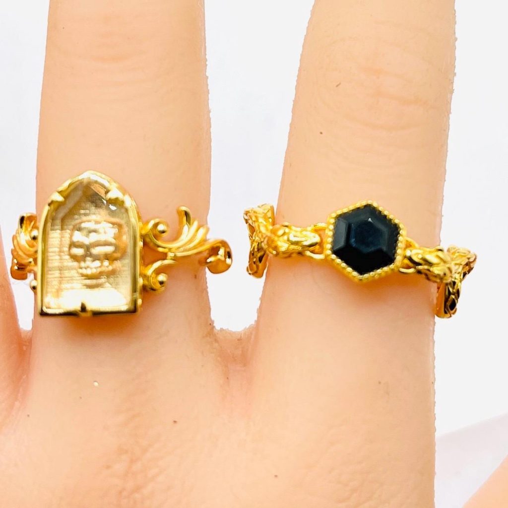 Gothic Snake Ring: 18k Gold Vermeil, Hexagon Onyx, Size 8