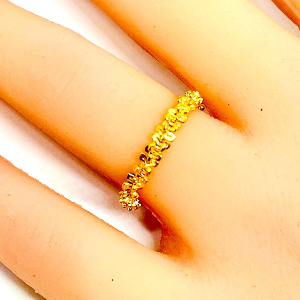 Handmade 18k Gold Chainmail Ring: Woven Symbolic Wedding Band
